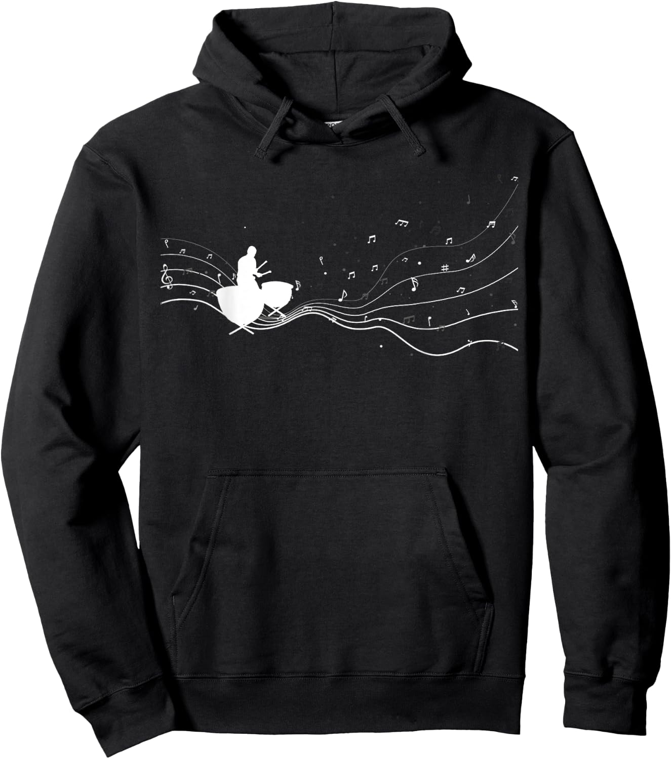 Timpani musician in music notes for Timpani player Hoodie - Hoodie | Black