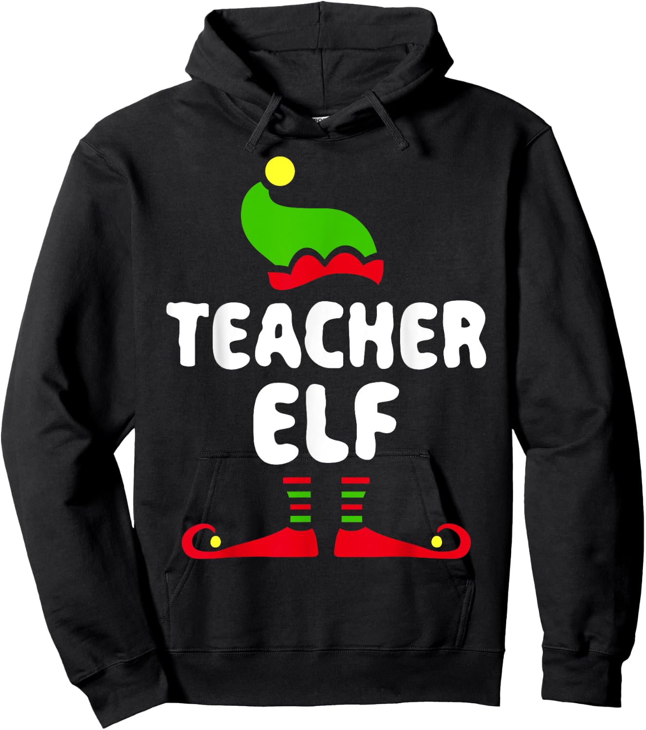 Teacher Elf Matching Elf Teacher Christmas Shirt Hoodie - Hoodie | Black