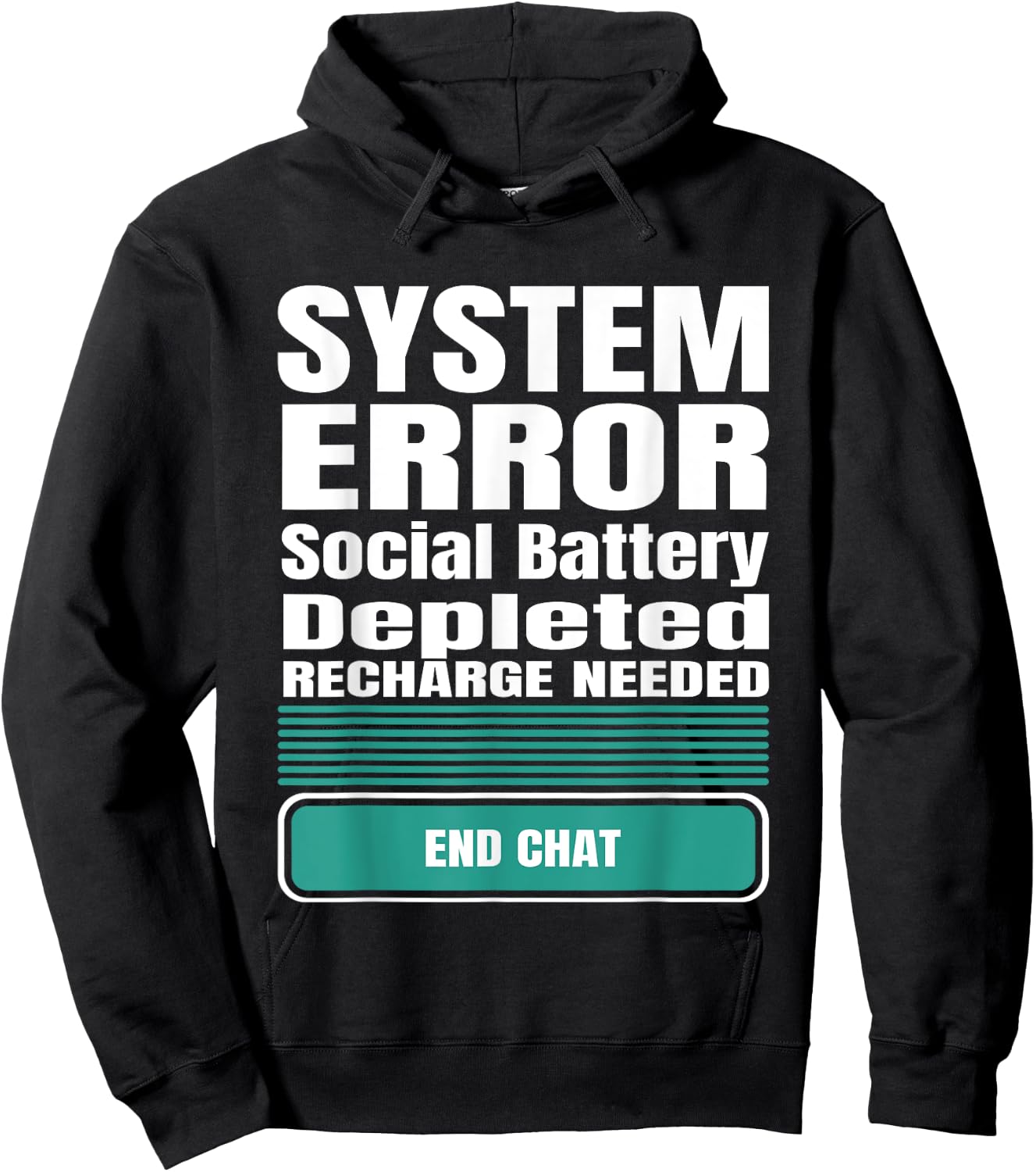 Funny System Error: Social Battery Depleted Hoodie - Hoodie | Black