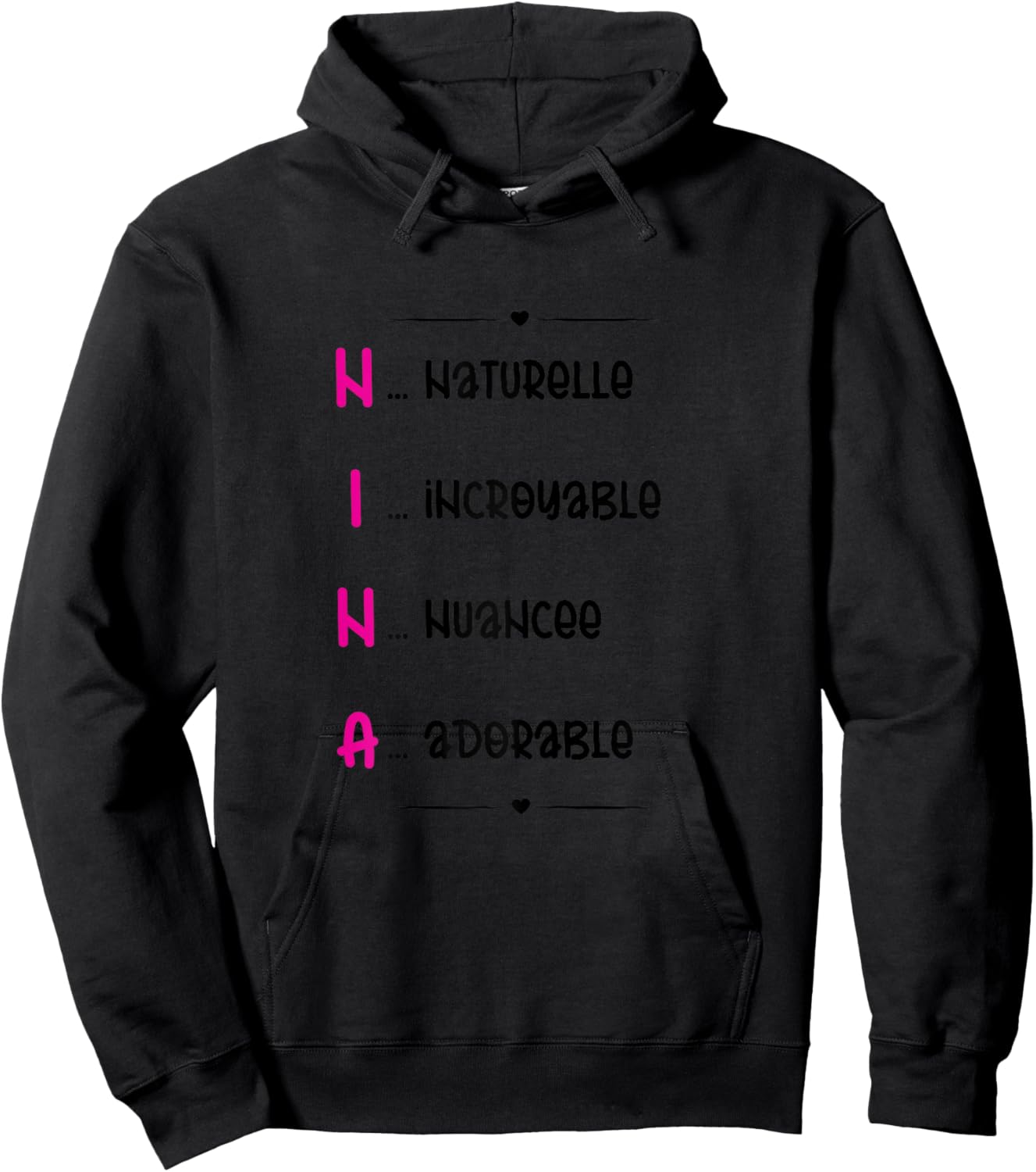 Nina Prenom Personnalisé Femme Cadeau Prenom Nina Girls' , white, Female X-Small Hoodie - Hoodie | Black