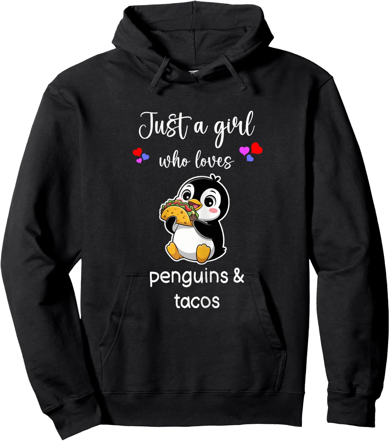 Penguin Taco Shirt Girls Cute Penguin Tacos Hoodie - Hoodie | Black