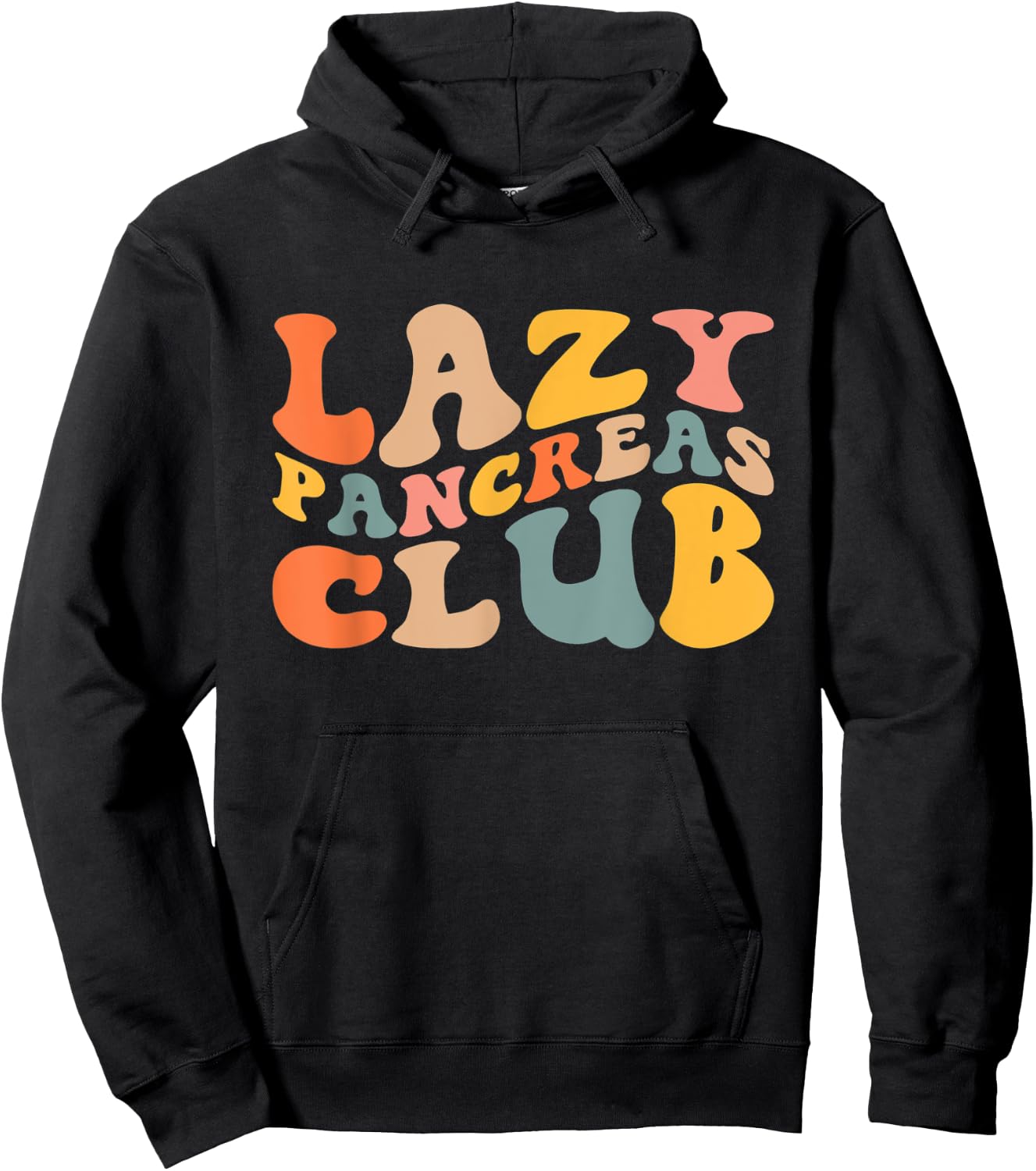 Lazy Pancreas Club T1D Retro Groovy Diabetes Awareness Hoodie - Hoodie | Black