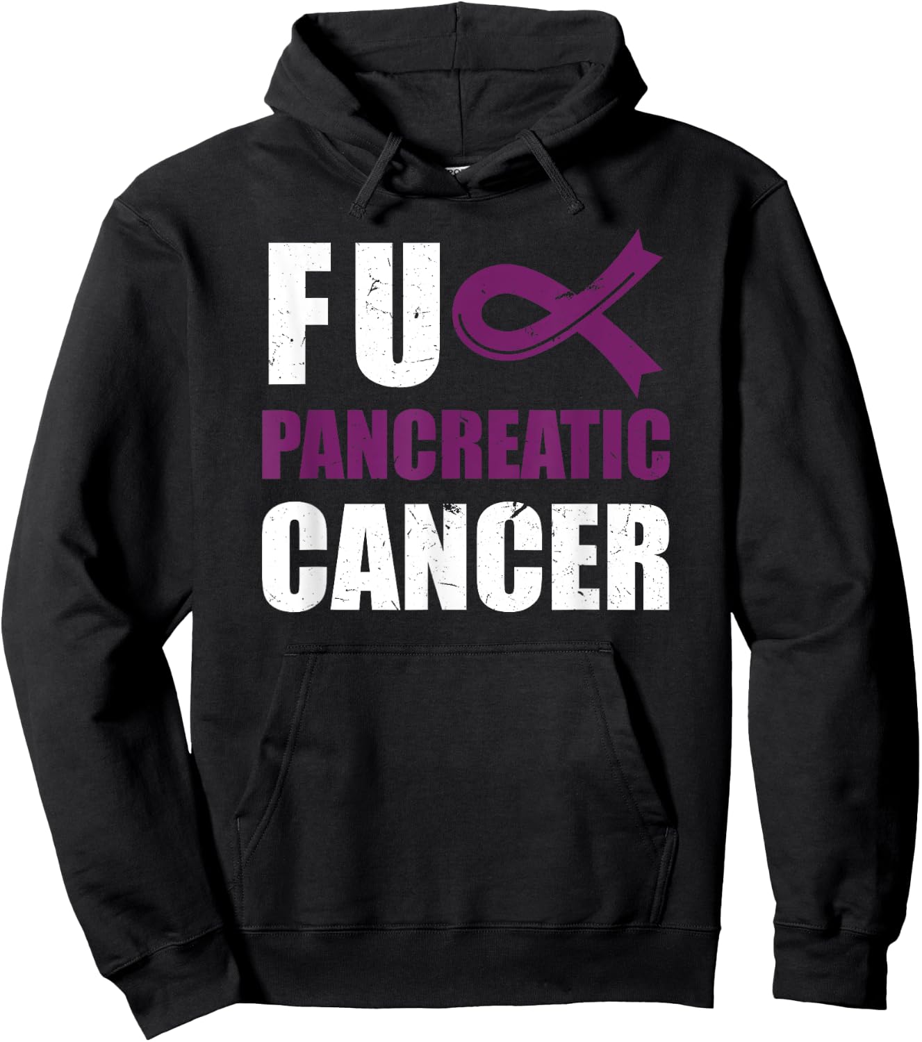 FU Pancreatic Cancer | Awareness Ribbon Purple Hoodie - Hoodie | Black