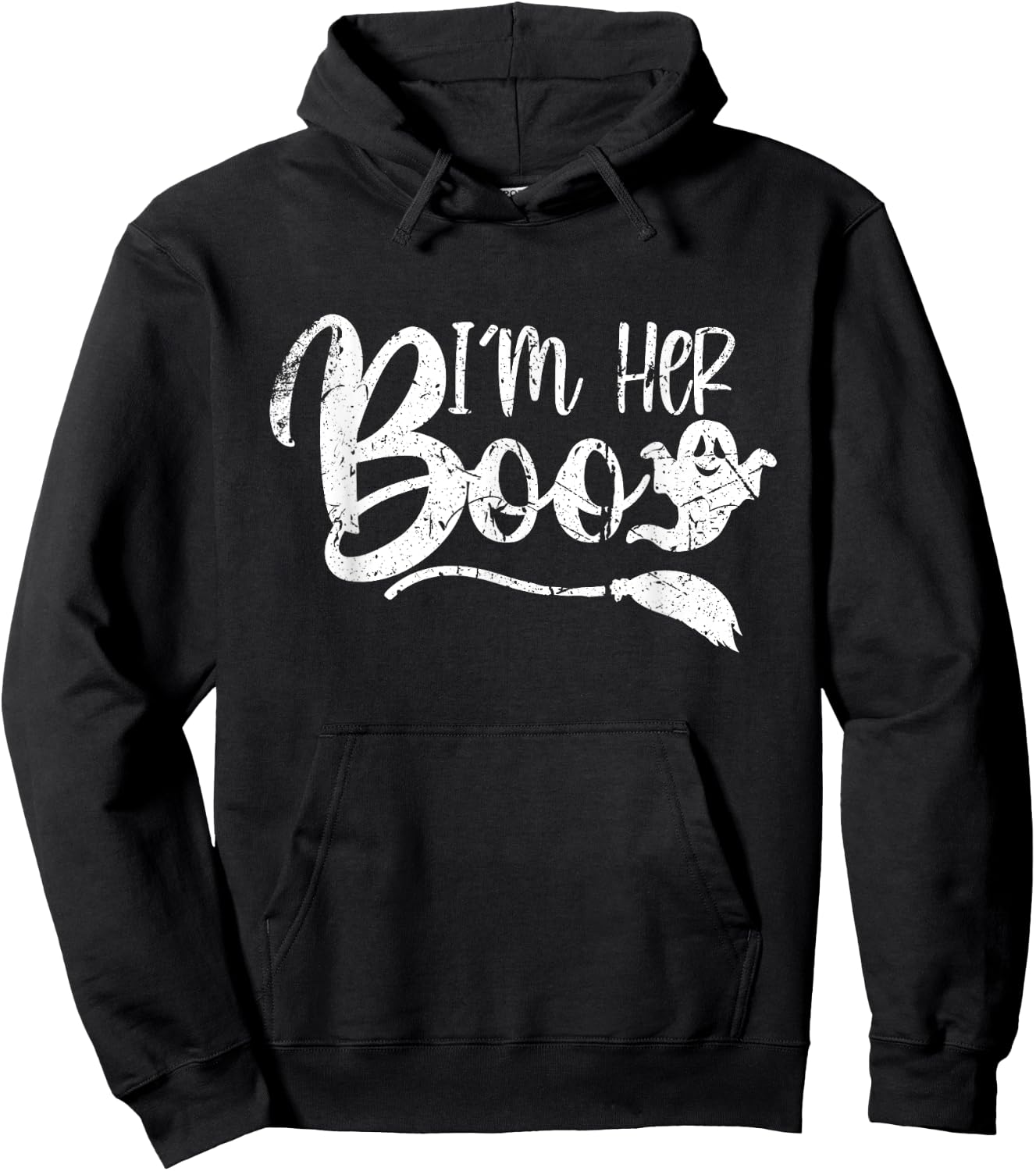 Vintage I'm Her Boo Funny Matching Couples Halloween Hoodie - Hoodie | Black