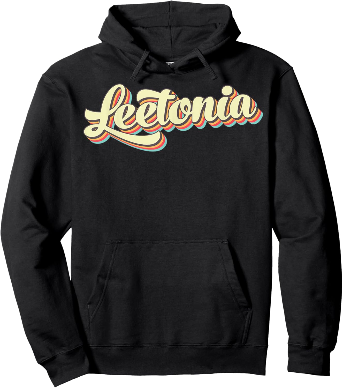 Leetonia Retro Art Baseball Font Vintage Hoodie - Hoodie | Black