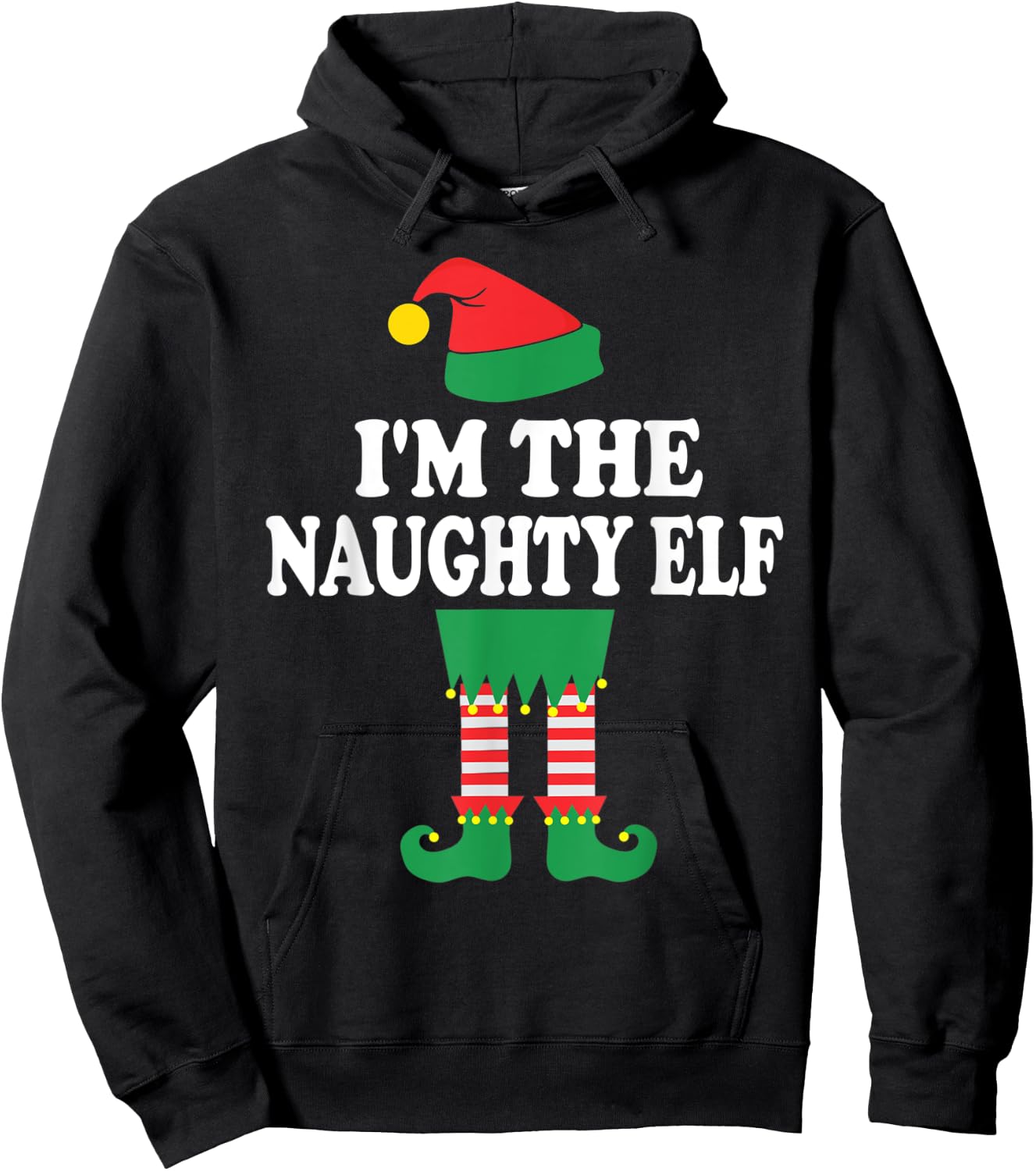 Funny Christmas Family I'm The Naughty Elf Hoodie - Hoodie | Black