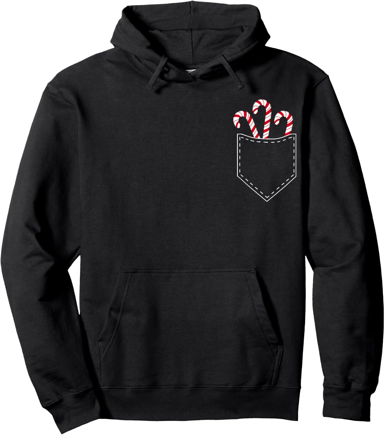 Candy Cane in Pocket Funny Retro Candy Lovers Christmas Hoodie - Hoodie | Black
