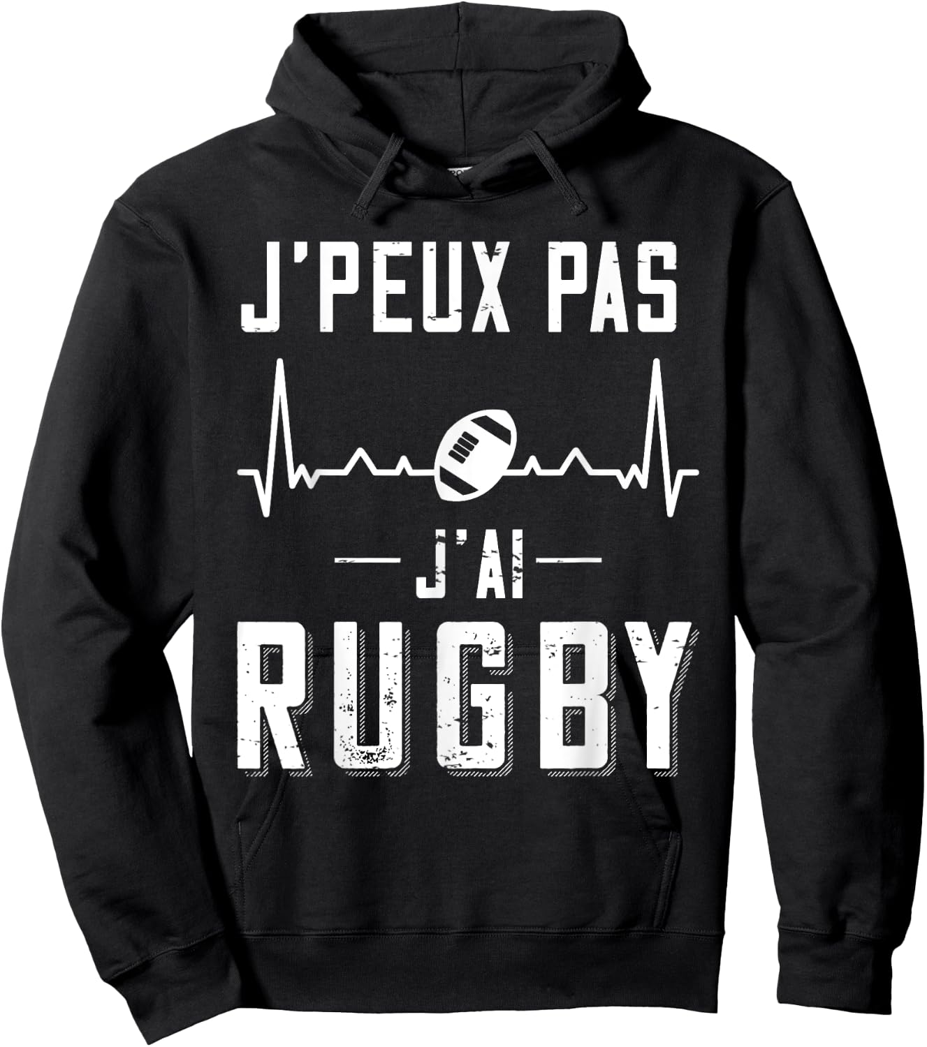 Rugby Player Jersey "J'Peux pas j'ai Rugby ", Black Hoodie - Hoodie | Black