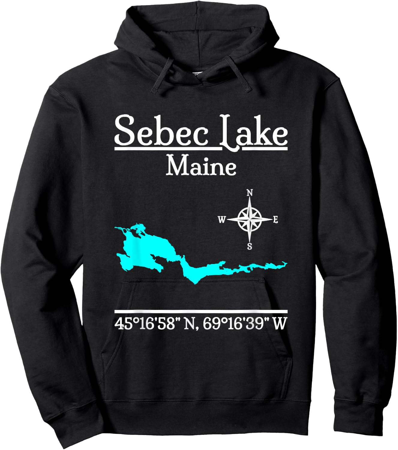 Sebec Lake - Maine Hoodie - Hoodie | Black