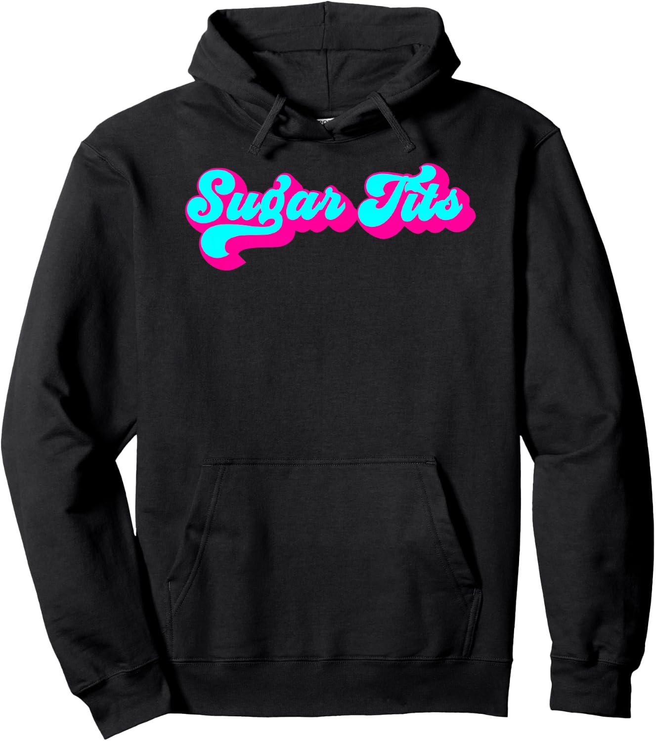 Sugar Tits Pink and Teal Hoodie - Hoodie | Black