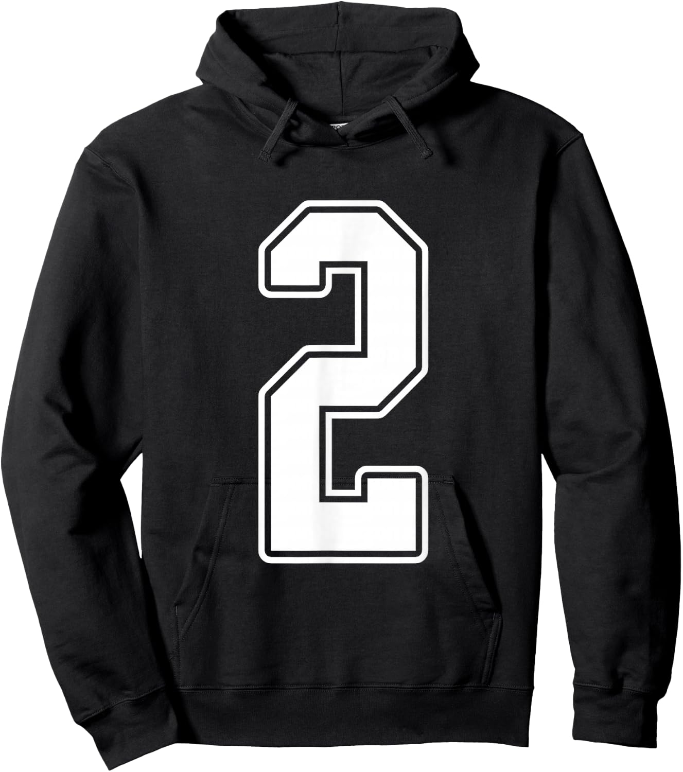 #2 White Outline Number 2 Sports Fan Jersey Style Football Hoodie - Hoodie | Black