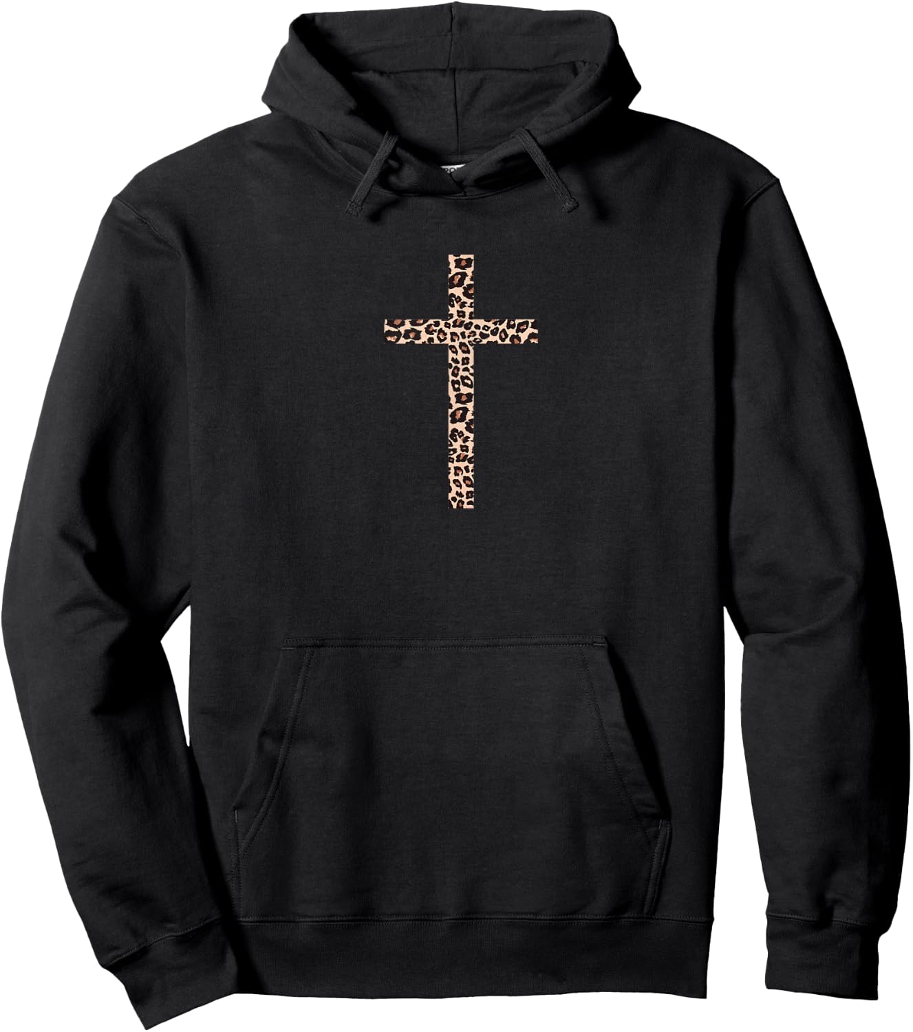 Leopard Print Cross Christian Design Hoodie - Hoodie | Black