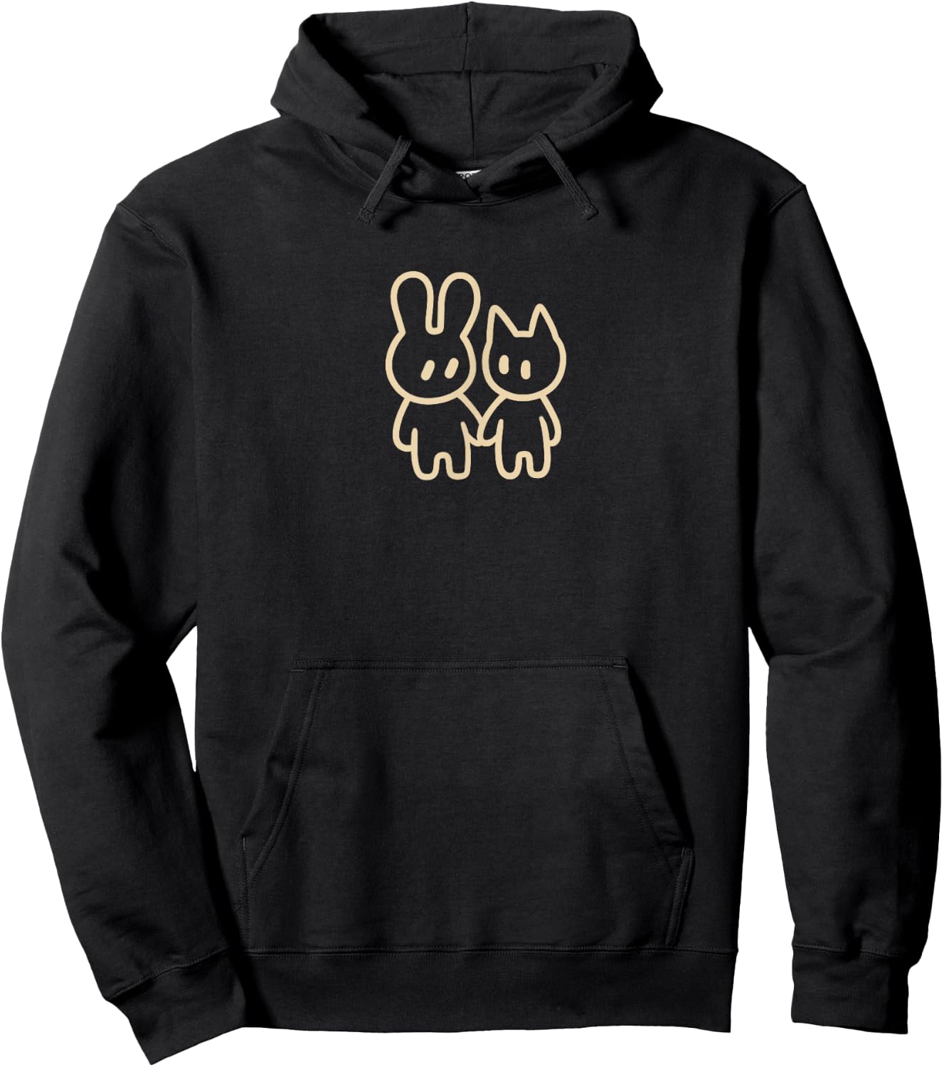 Cute Kawaii Y2K Coquette Bunny with Cat Hoodie - Hoodie | Black