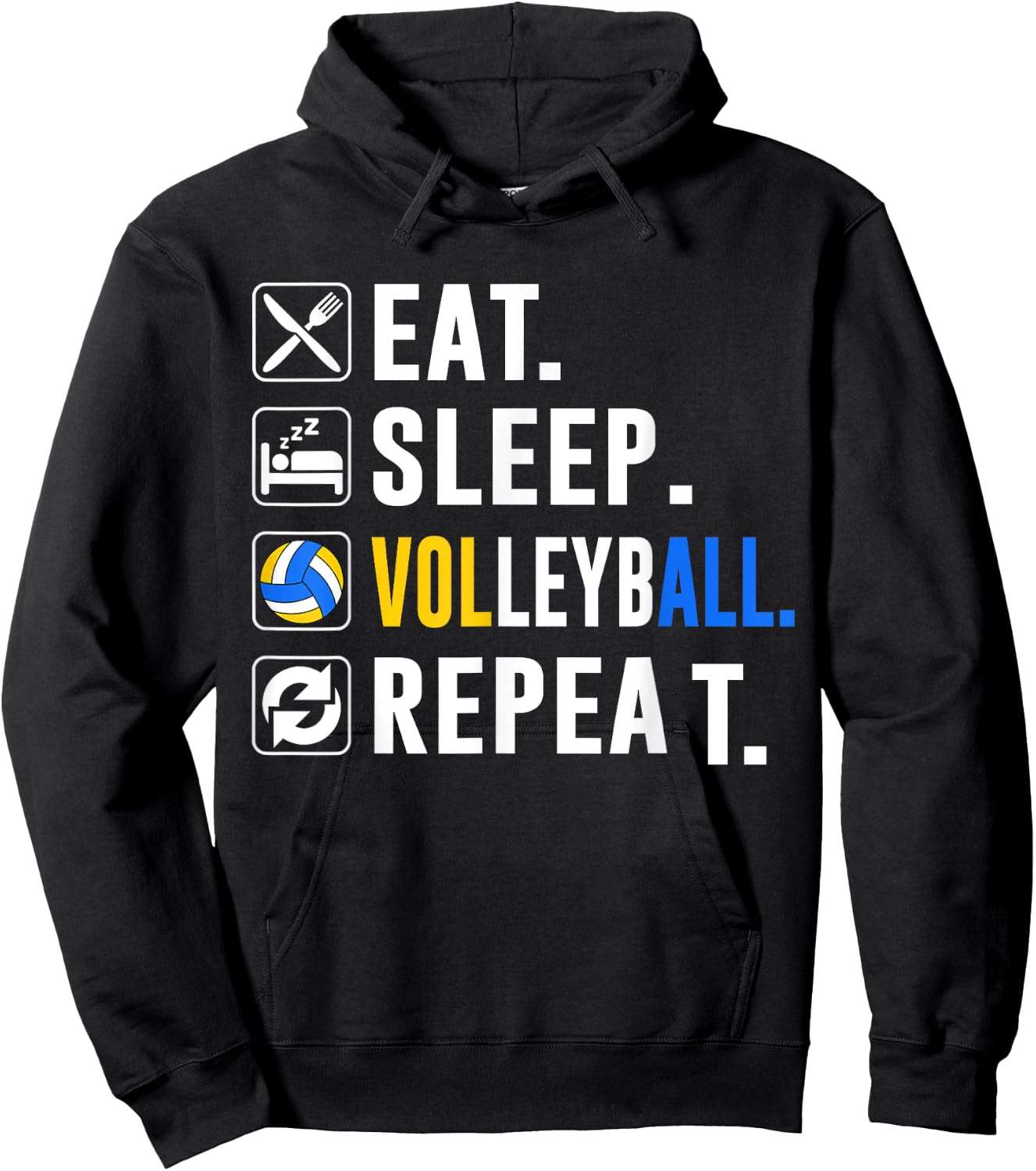 Eat Sleep Volleyball Repeat Funny Volleyball player Hoodie - Hoodie | Black