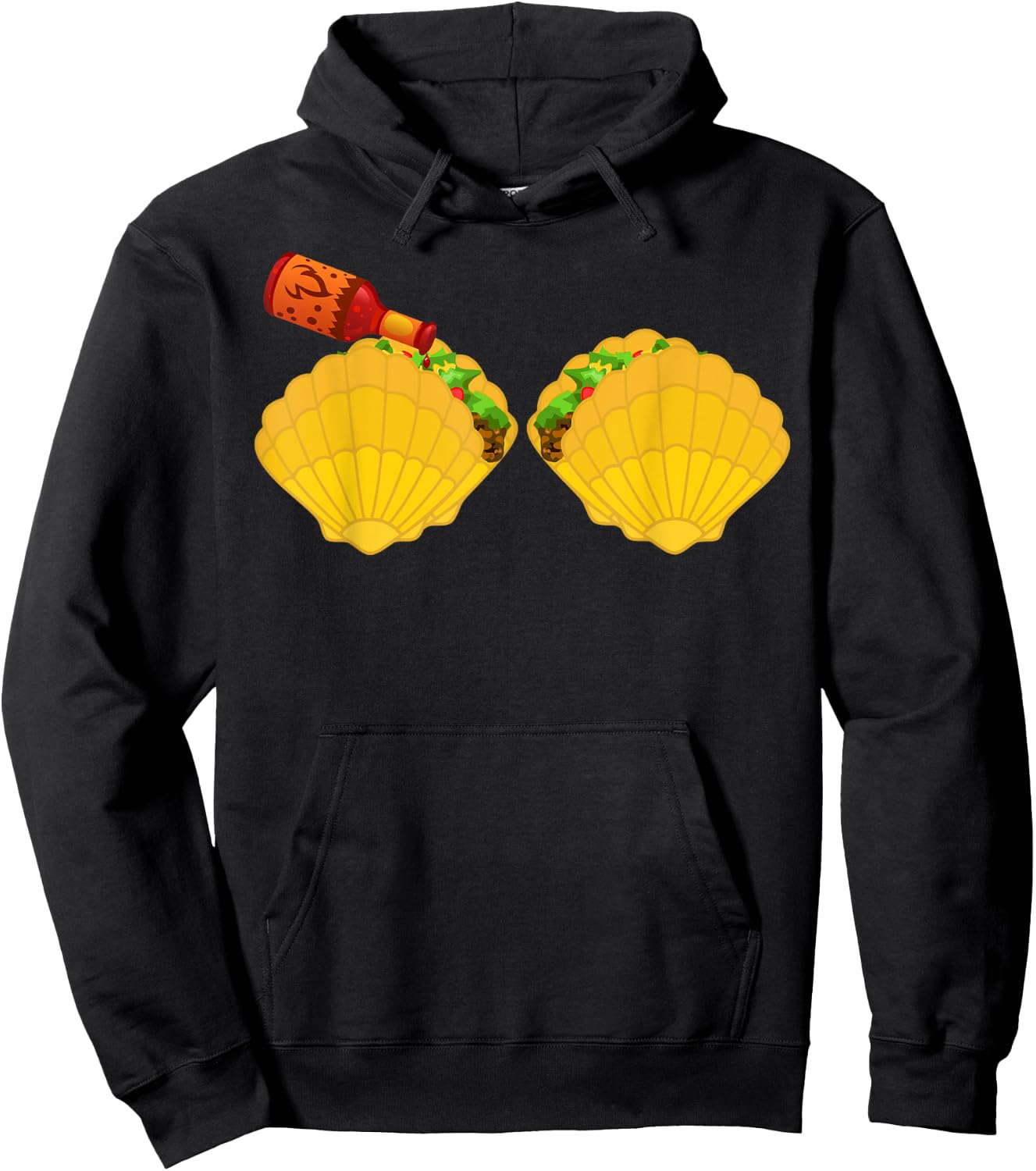 Mermaid Shell Shirt Taco Bra & Spicy Chili Sauce Hoodie - Hoodie | Black
