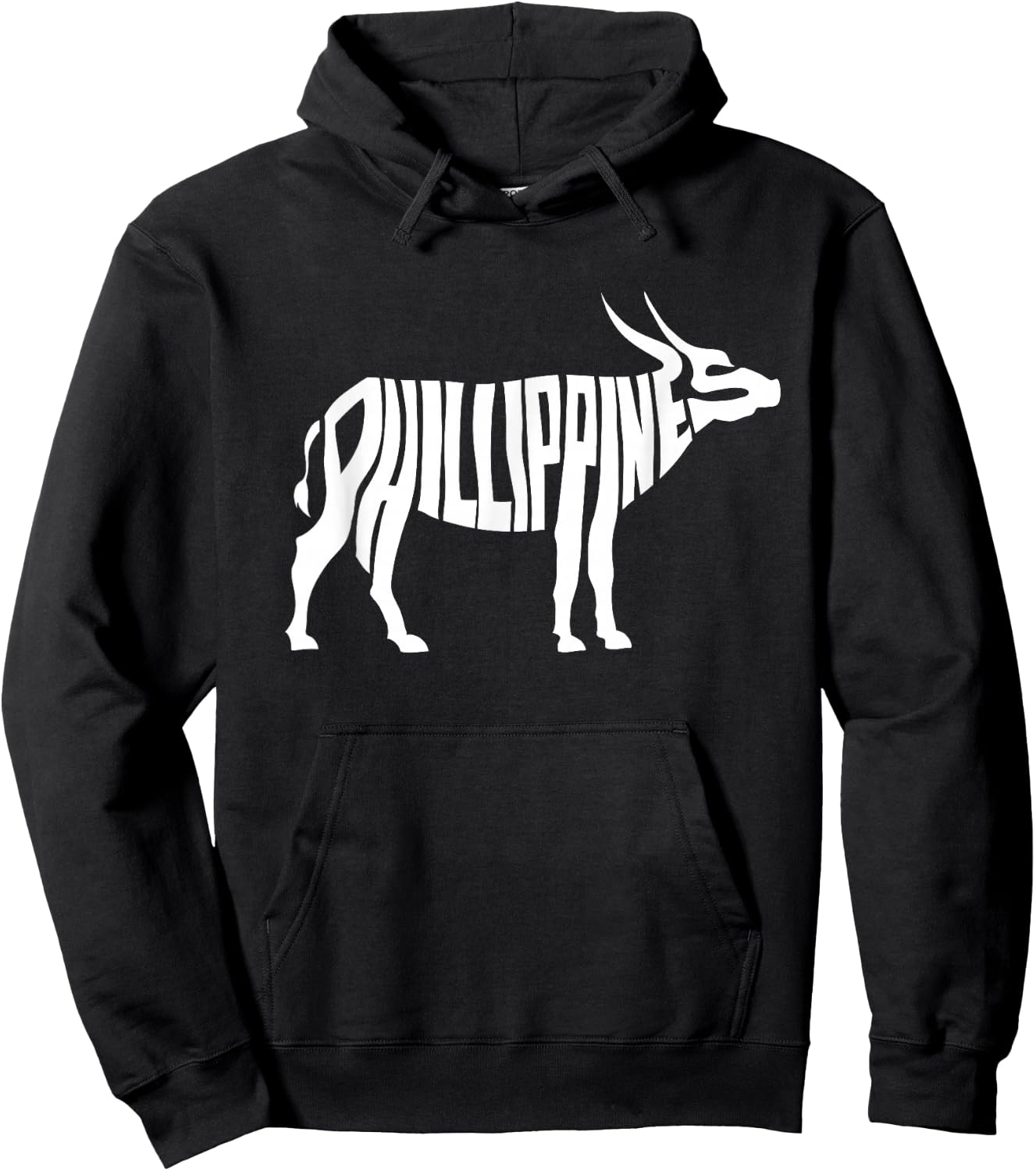 Philippines Carabao Water Buffalo Word Art - Funny Animal Hoodie - Hoodie | Black