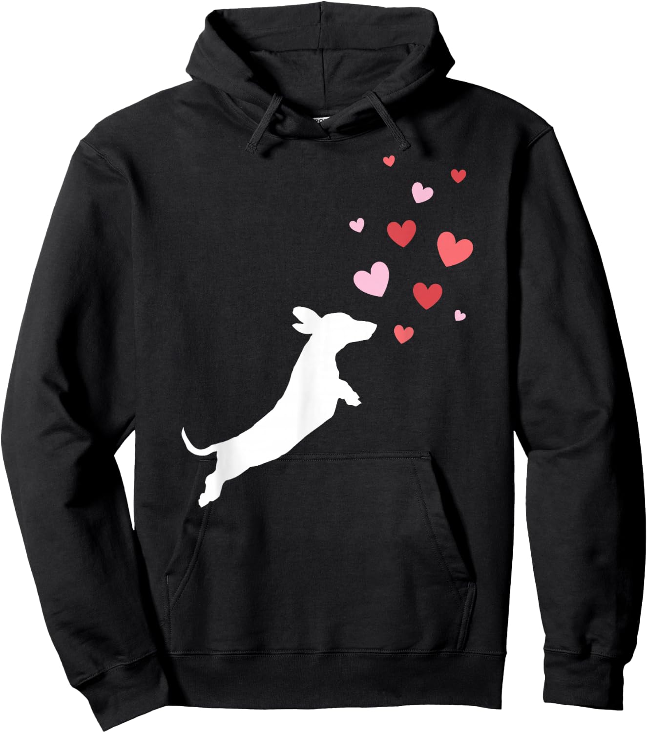 Valentine's Day - Dachshund Chasing Hearts Hoodie - Hoodie | Black