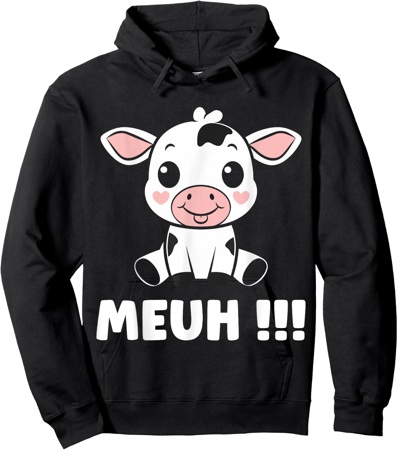 Little Cows Cute Humor Animal Muh Cow , Black, S Hoodie - Hoodie | Black