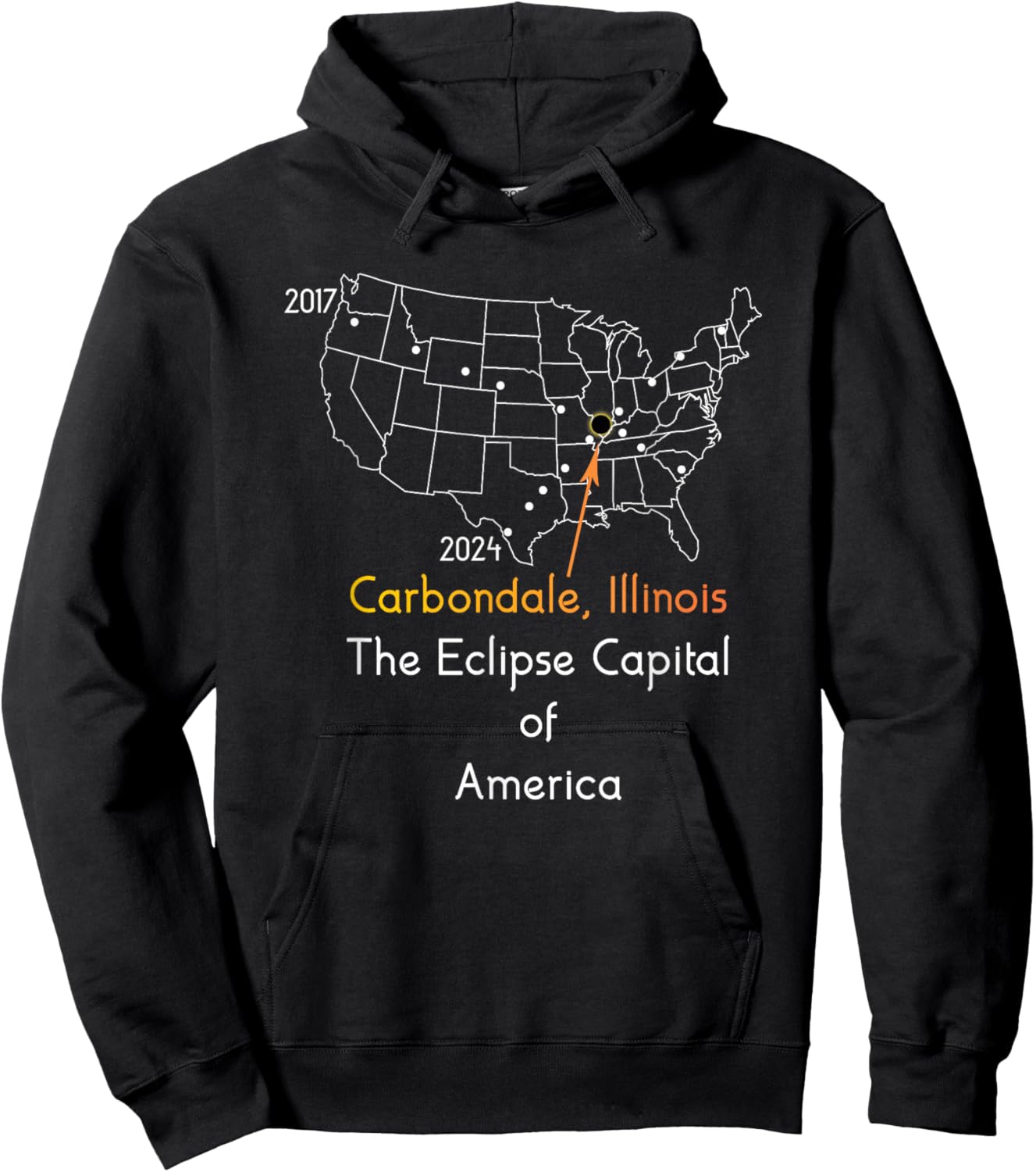 Carbondale Illinois Eclipse Capital Of America 2017 2024 Hoodie - Hoodie | Black