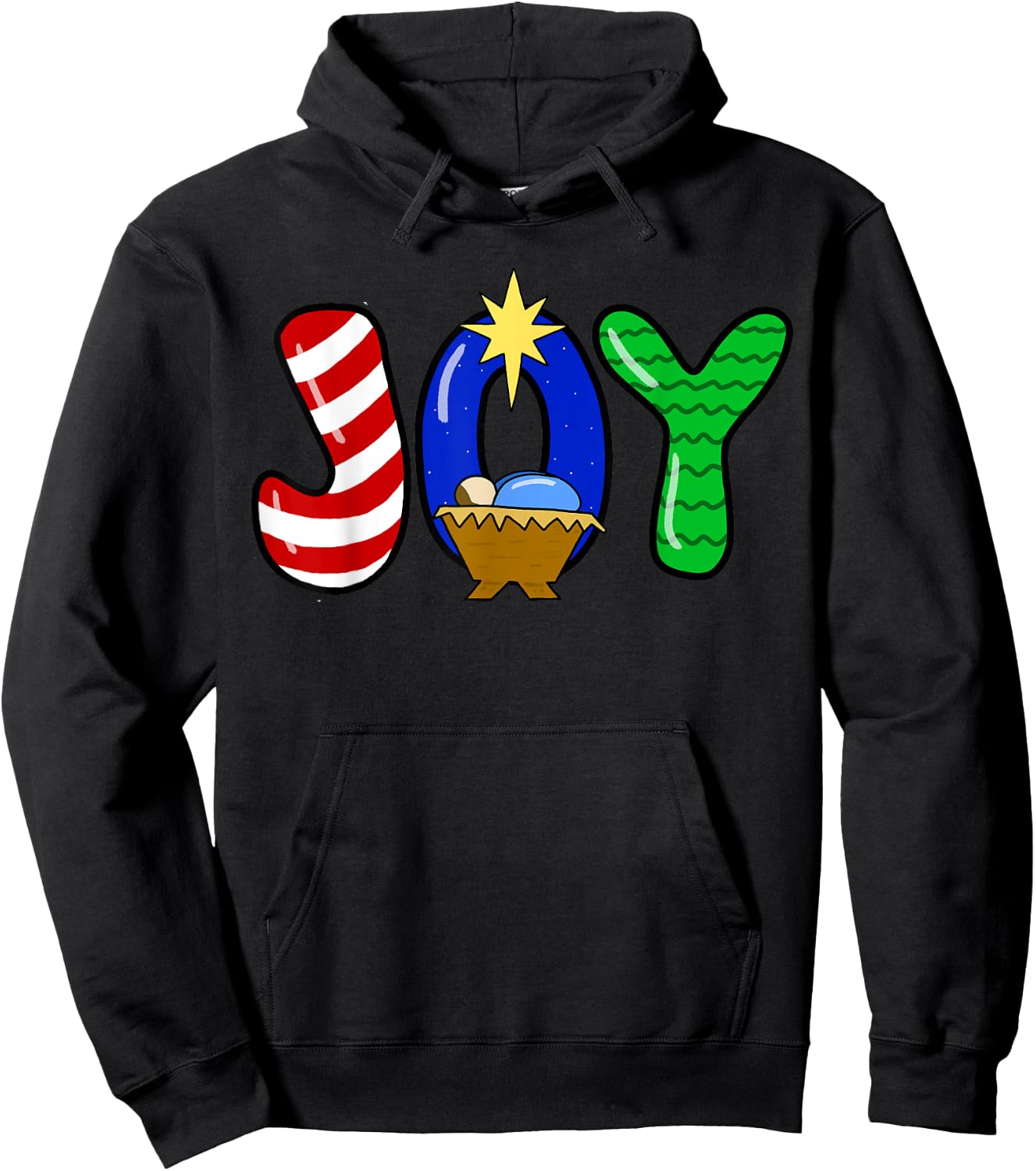 Choose Joy Christmas Manger Baby Jesus Nativity Joy Pajamas Hoodie - Hoodie | Black