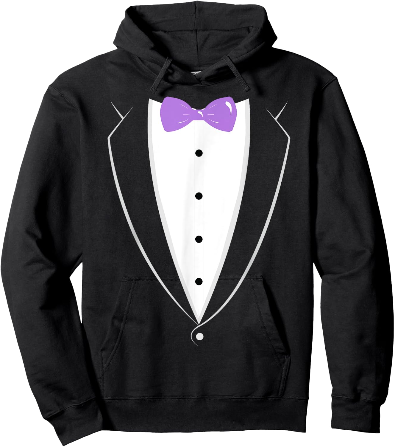 Black and White Tuxedo with Lavender Bow tie Novelty T Shirt Hoodie - Hoodie | Black