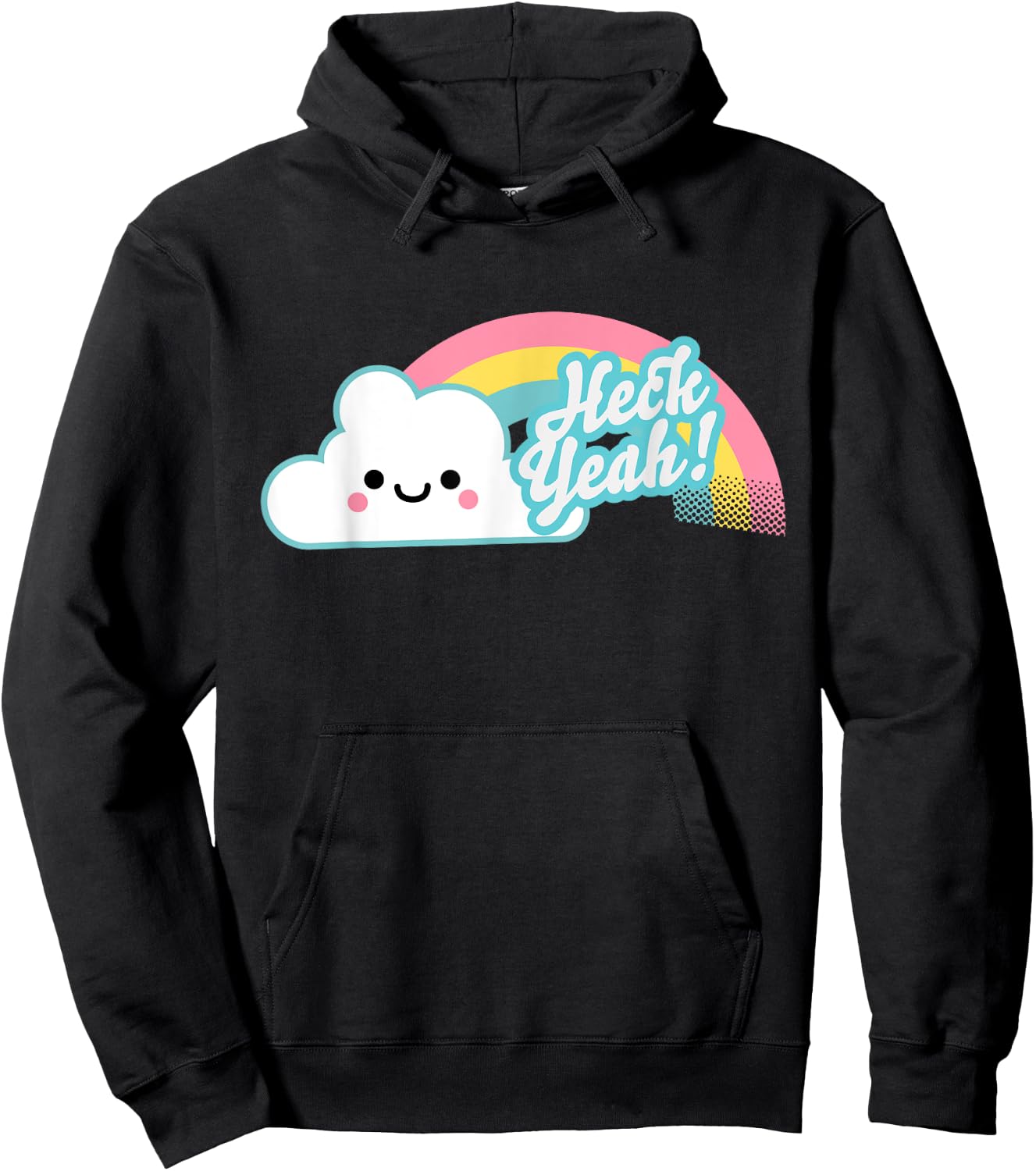 Heck Yeah! Cute Kawaii Rainbow Hoodie - Hoodie | Black