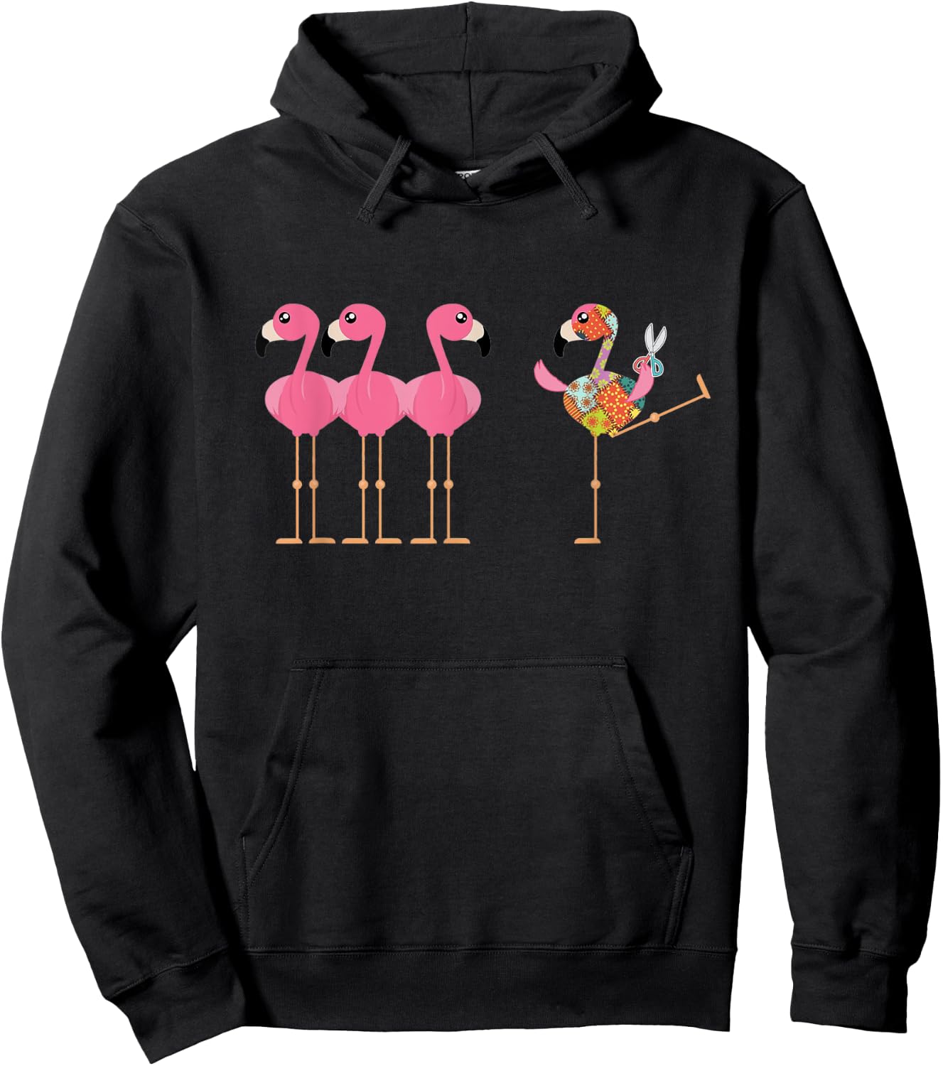 Quilting Flamingo Loves Sewing Machine Hoodie - Hoodie | Black