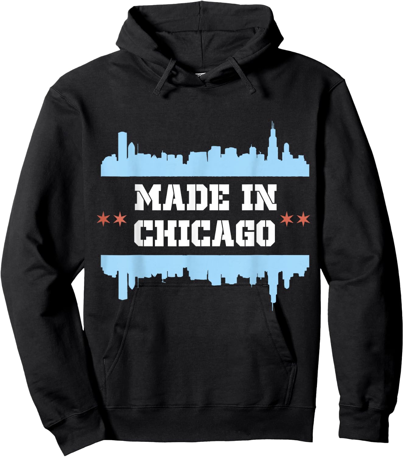 Made in Chicago Illinois Born Bred Chicago Skyline Hoodie - Hoodie | Black