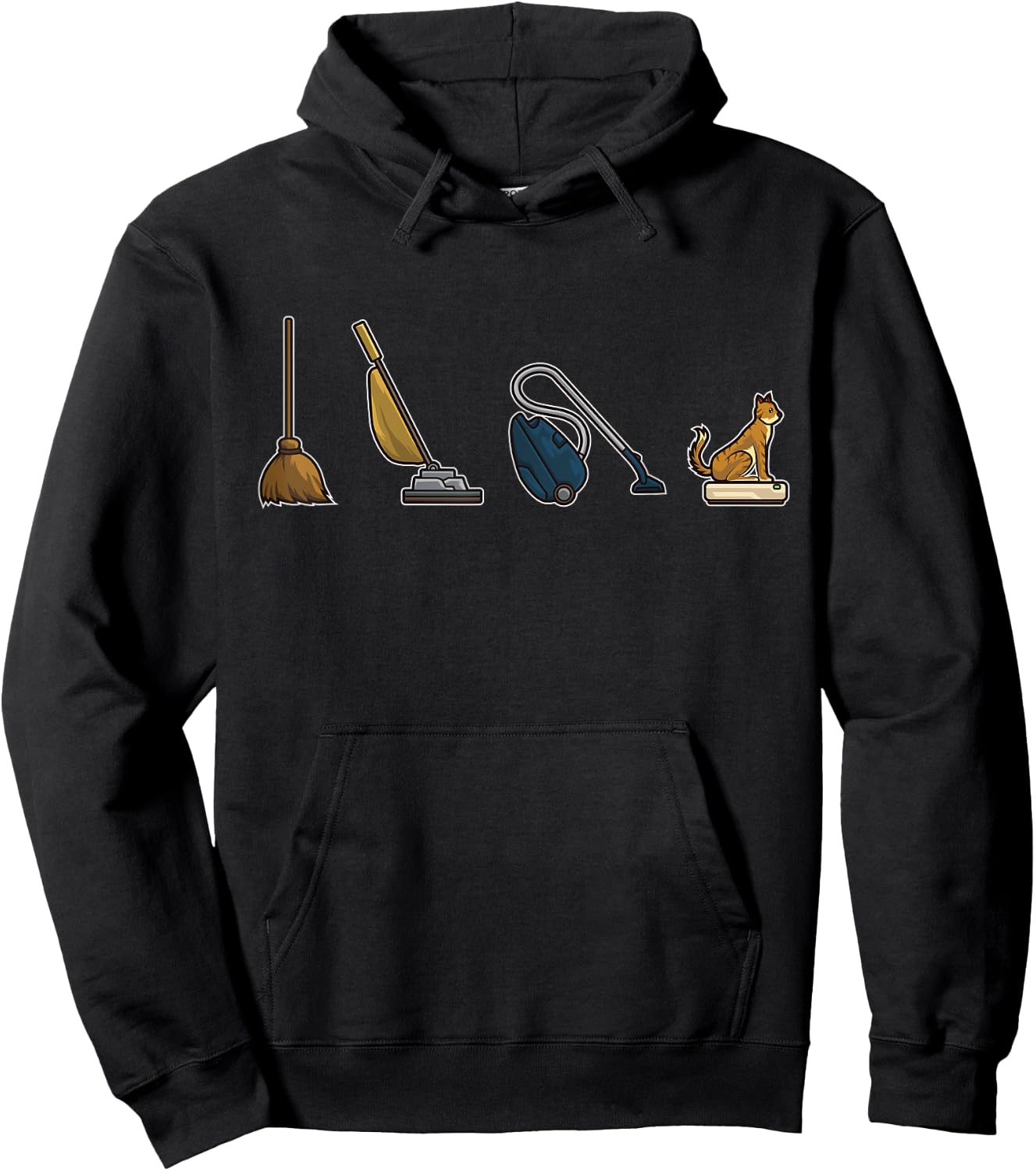 Evolution of Vacuum Cleaners Funny Cat Robot Vacuum Cleaner Women Girls Kids Hoodie - Hoodie | Black