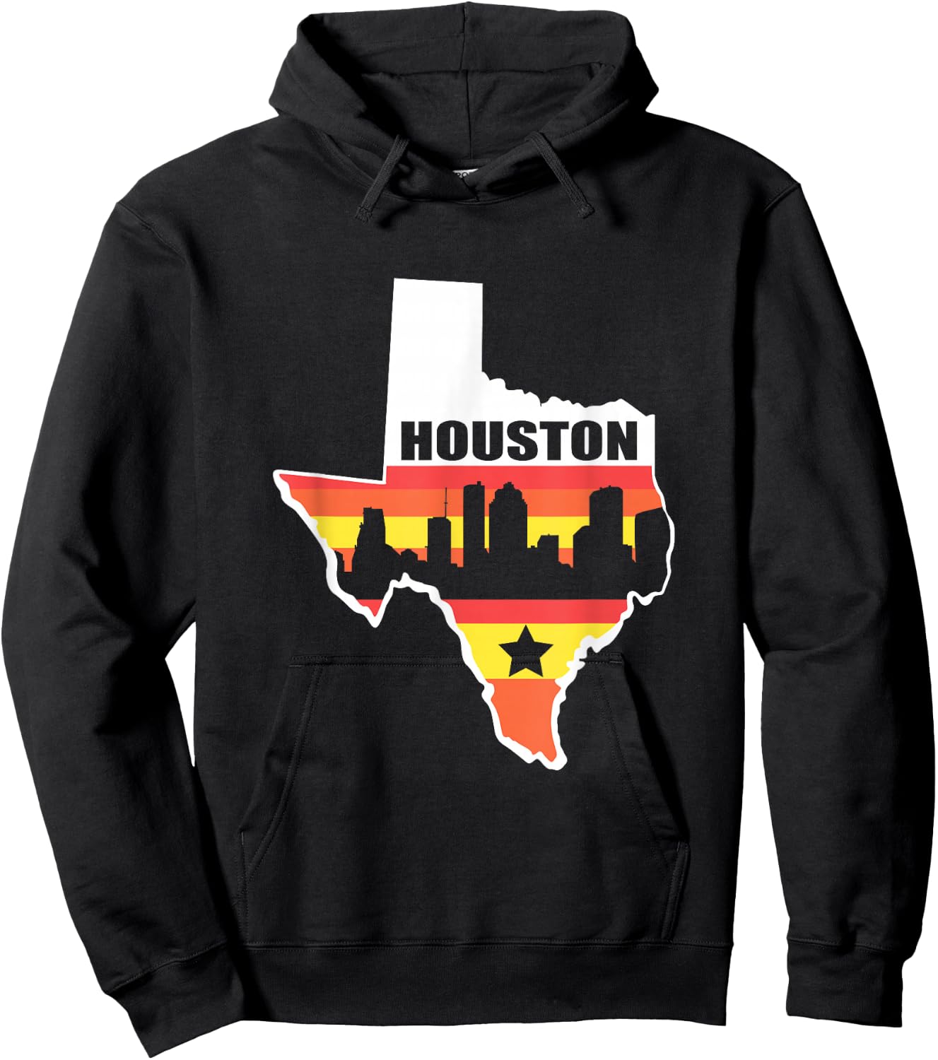 Houston Texas Vintage State Flag Houston Skyline Hoodie - Hoodie | Black