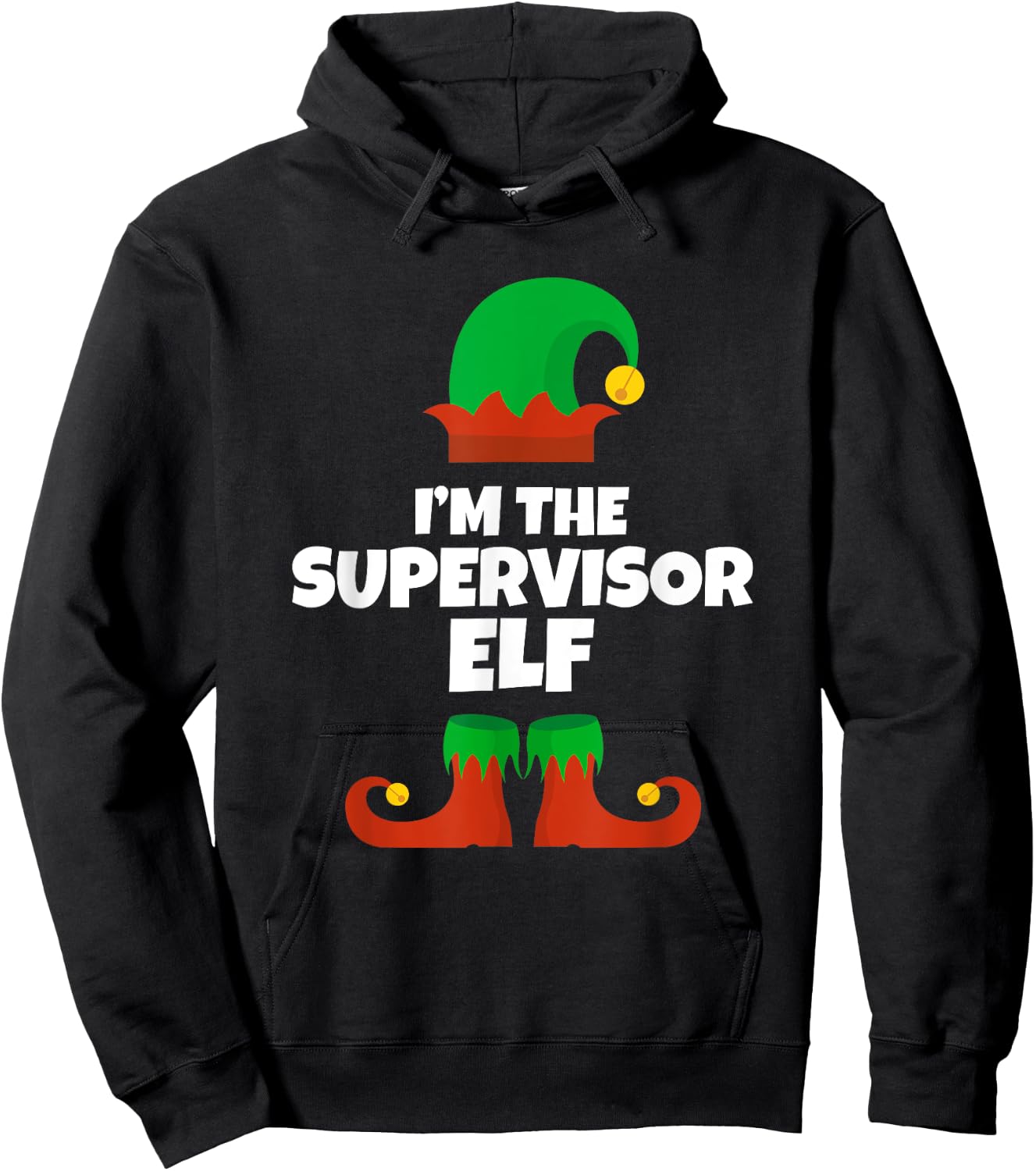 I'm The Supervisor Elf Family Pajama Christmas Funny Hoodie - Hoodie | Black