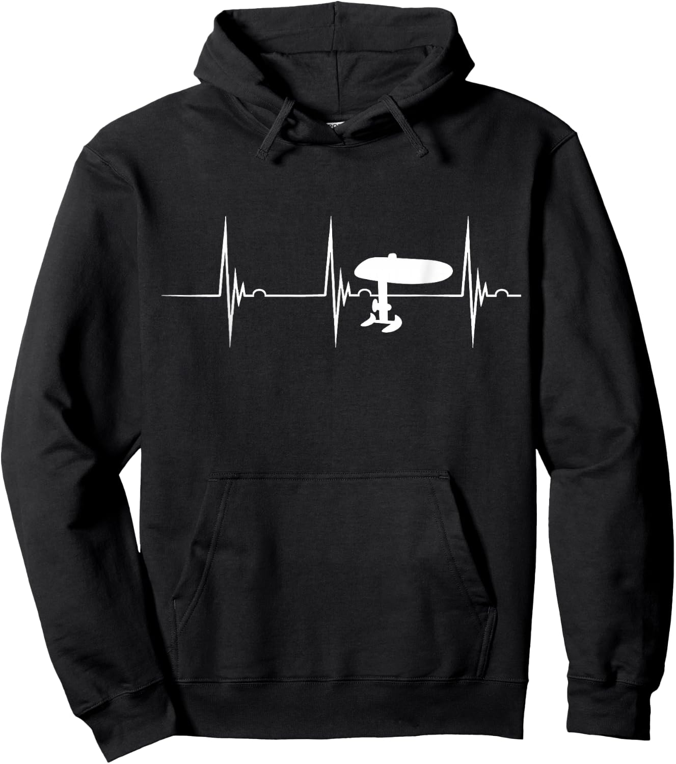 Elektrisches Hydrofoil Surfboard Efoil Heartbeat EKG Pulsfolie Hoodie - Hoodie | Black