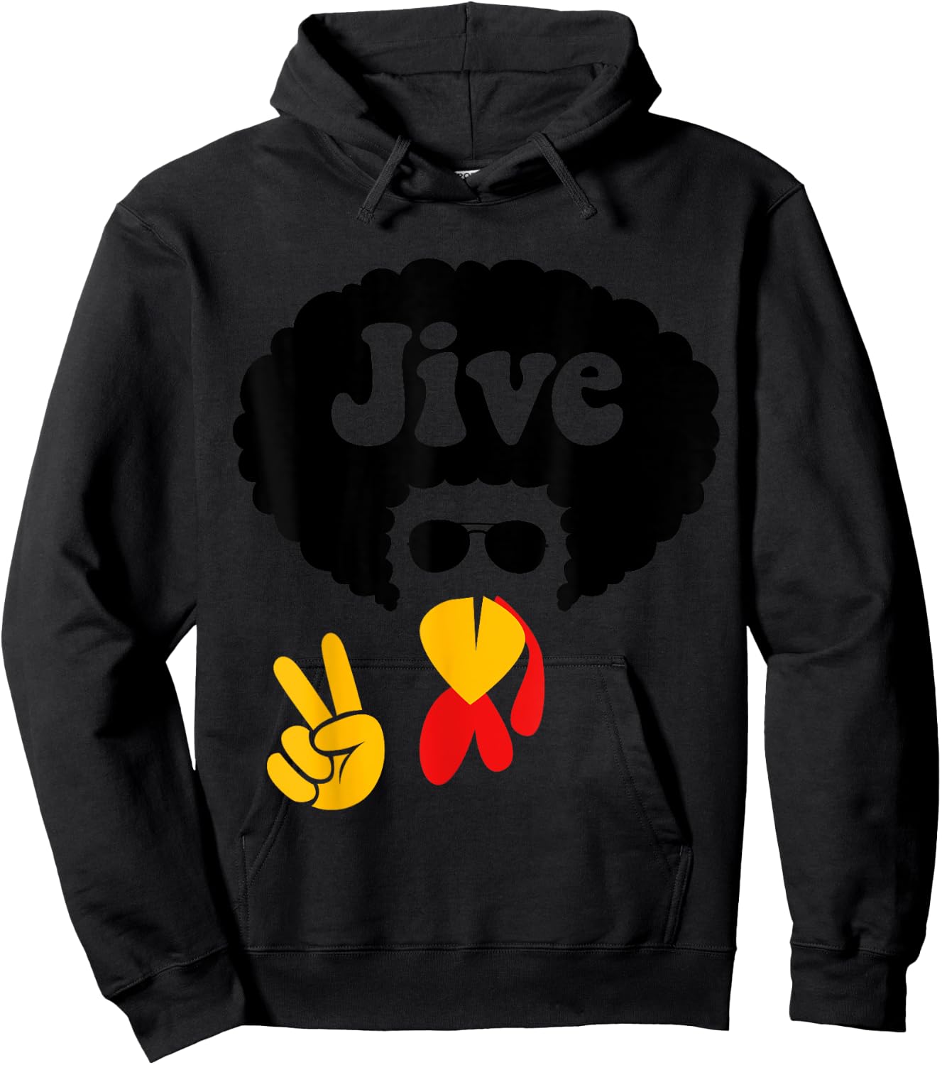 Peace Sign Jive Turkey Face Funny Thanksgiving Shirt Gift Hoodie - Hoodie | Black