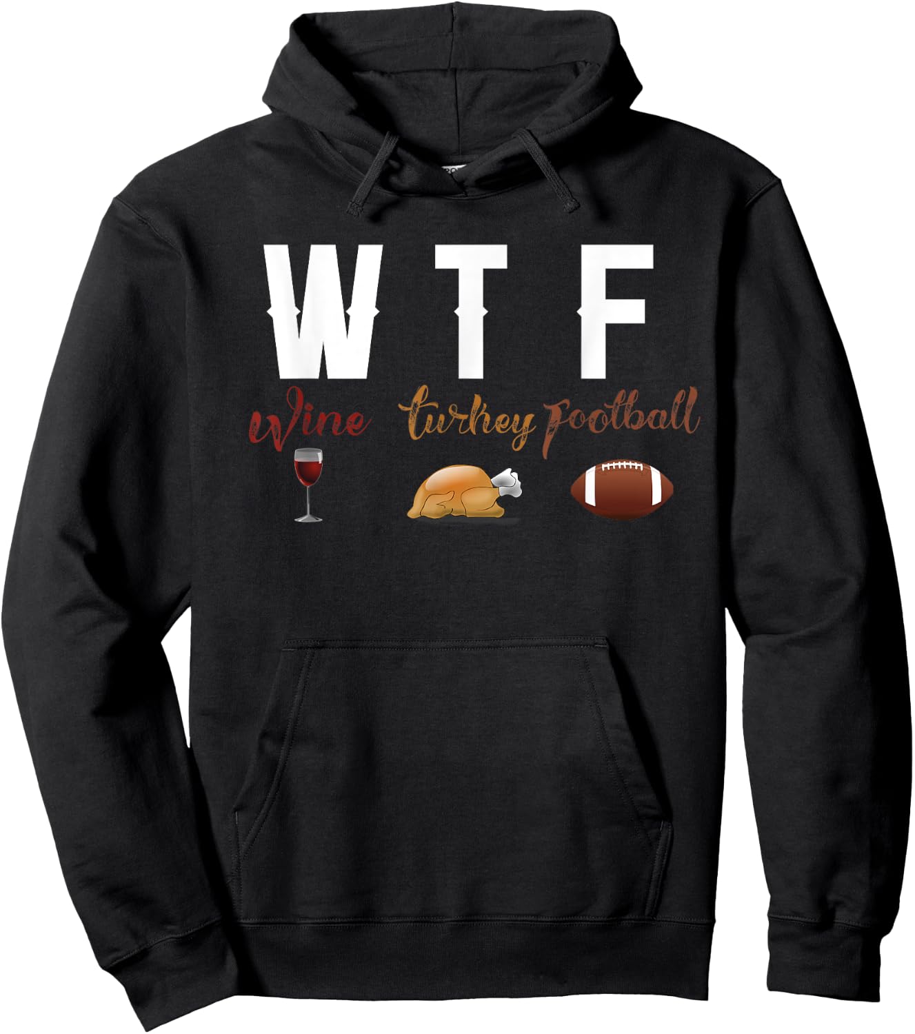 Wine Turkey Football Girl Thanksgiving Football Shirt Hoodie - Hoodie | Black