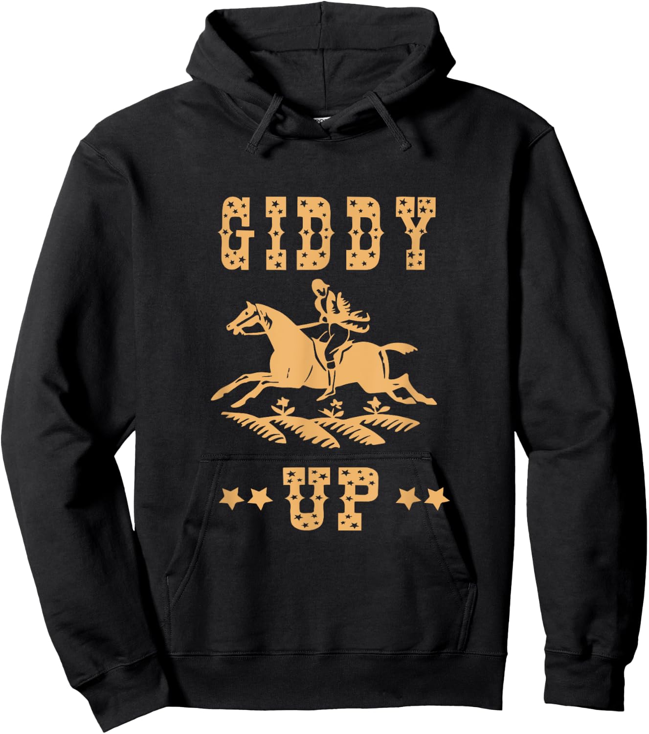 Giddy up, Cowboy, Cowgirl, Vintage Yellow Retro Gift Hoodie - Hoodie | Black