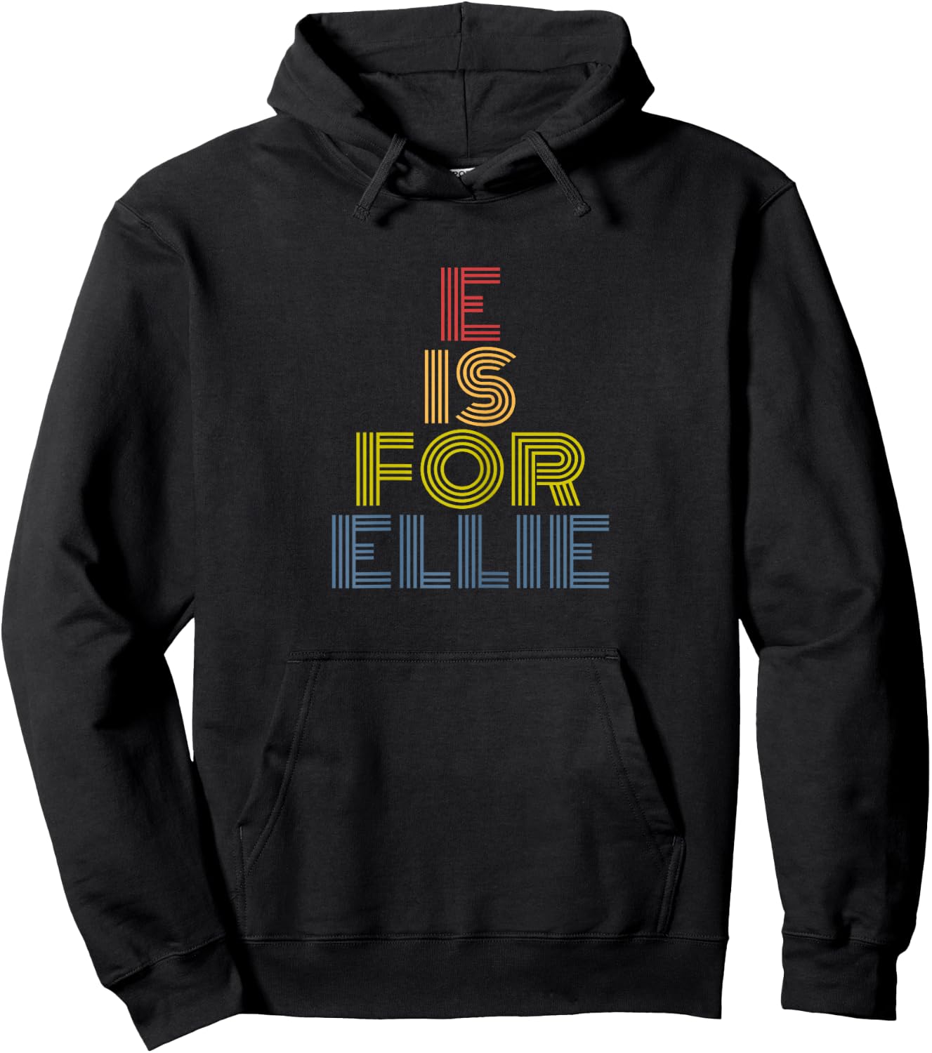 E Is For Ellie Retro Rainbow Letter E Name Hoodie - Hoodie | Black