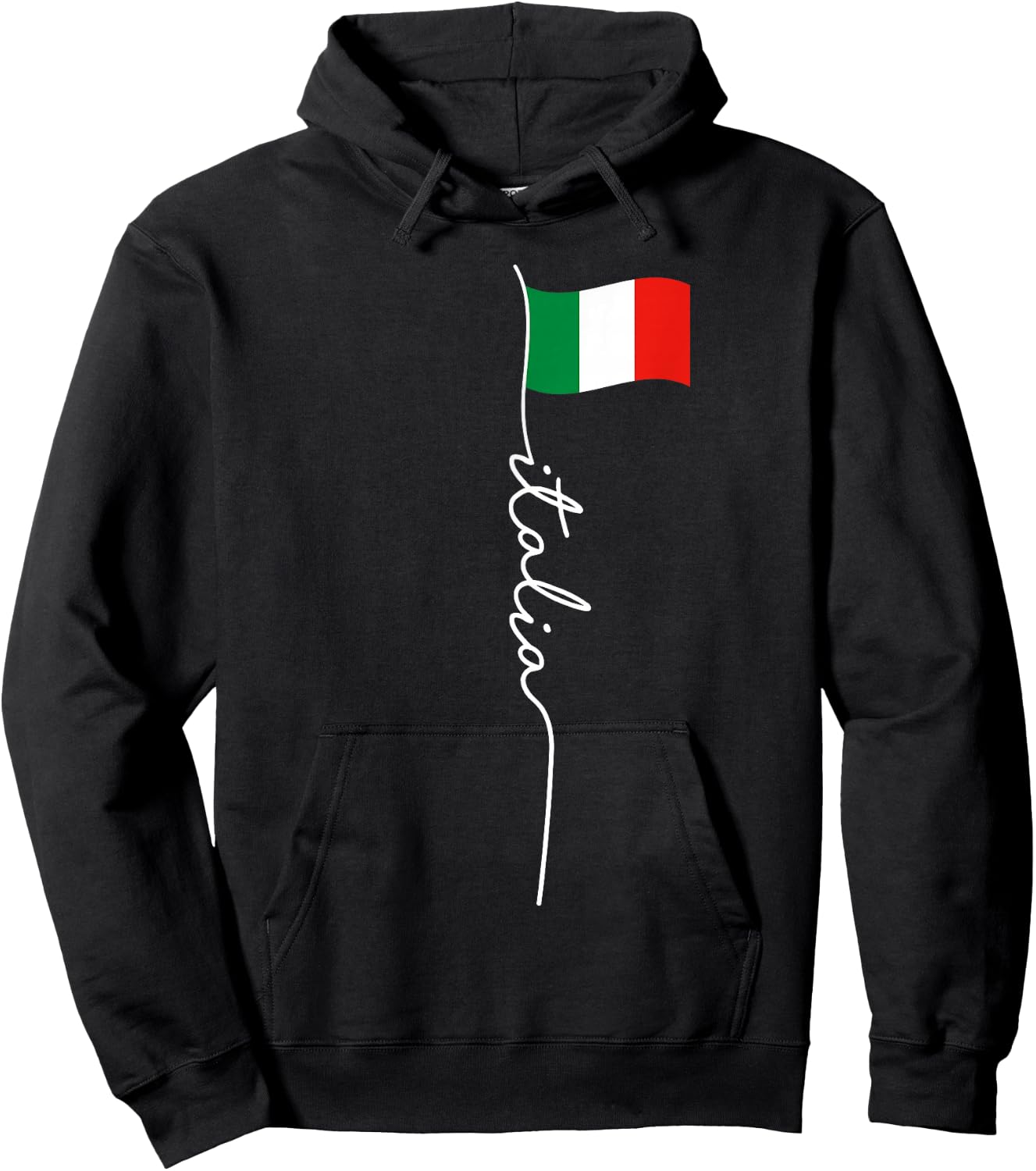 Italy Signature Flag Pole - Elegant Patriotic Italian Flag Hoodie - Hoodie | Black