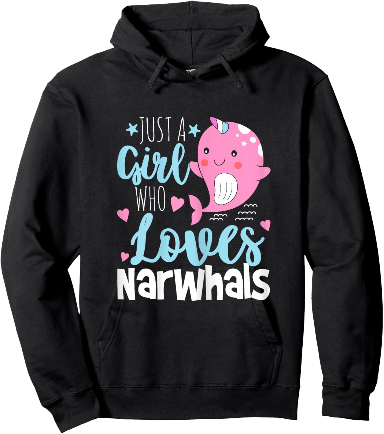 Just A Girl Who Loves Narwhals - Narwhal Marine Mammal Lover Hoodie - Hoodie | Black