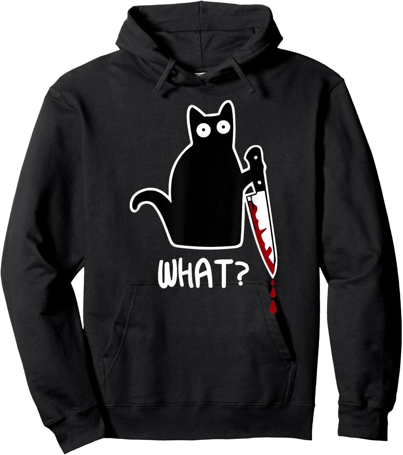 Funny Black What Cat - Murderous Kitty Cat with Knife Women Hoodie - Hoodie | Black