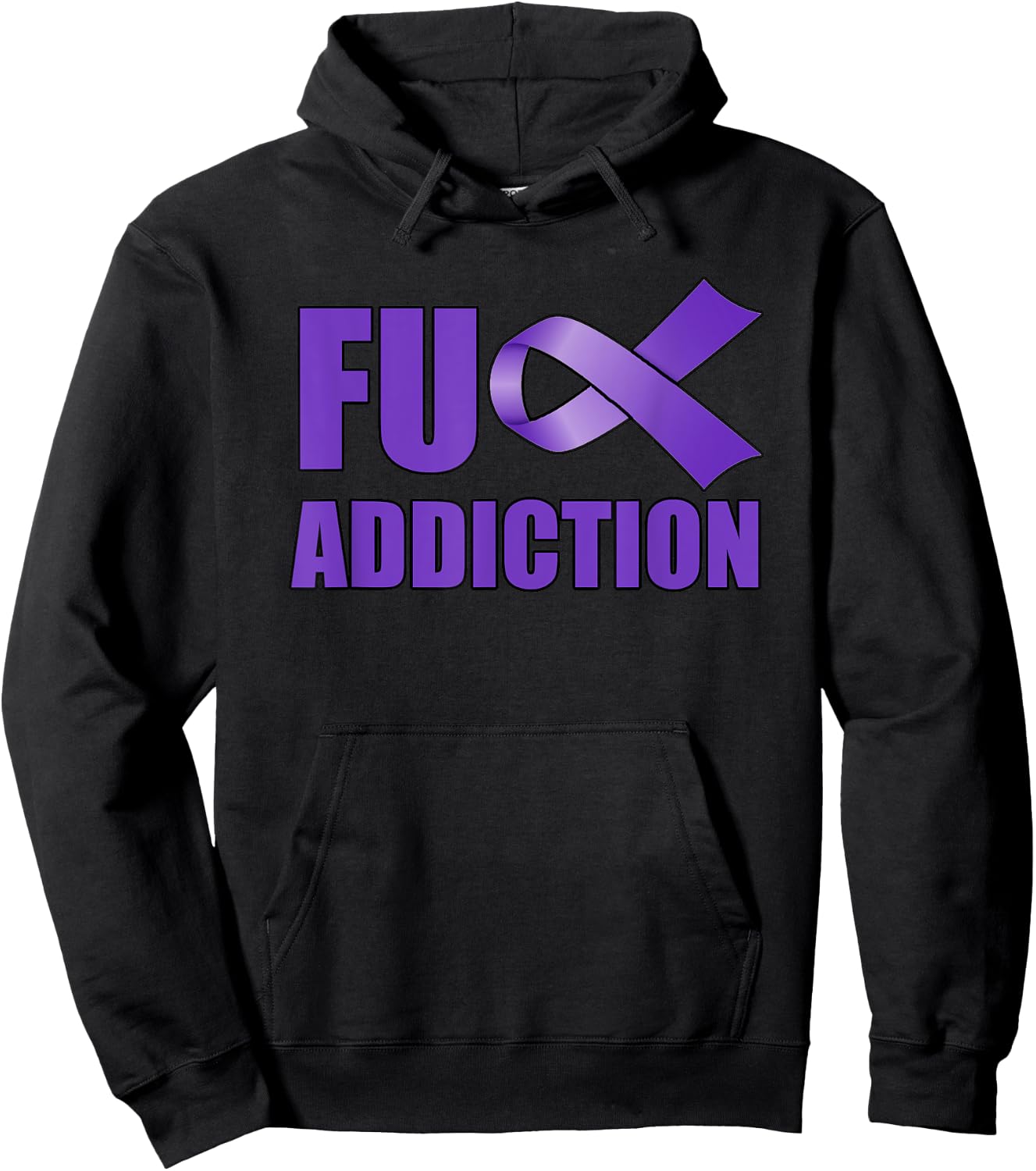 Overdose Awareness Day Purple Ribbon FU Addiction Hoodie - Hoodie | Black