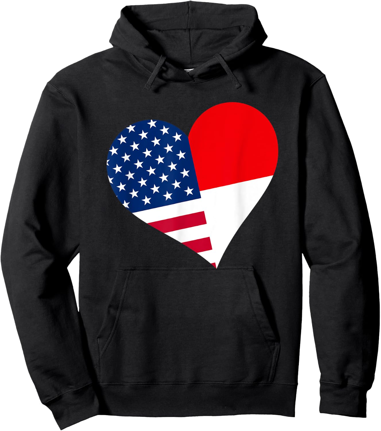 Indonesia USA Heart Shirt Indonesian American Flag Hoodie - Hoodie | Black