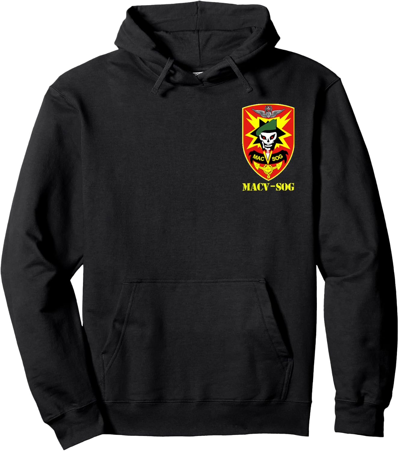 MACV-SOG Army Unit Small Patch Full Color Vietnam Veteran Hoodie - Hoodie | Black