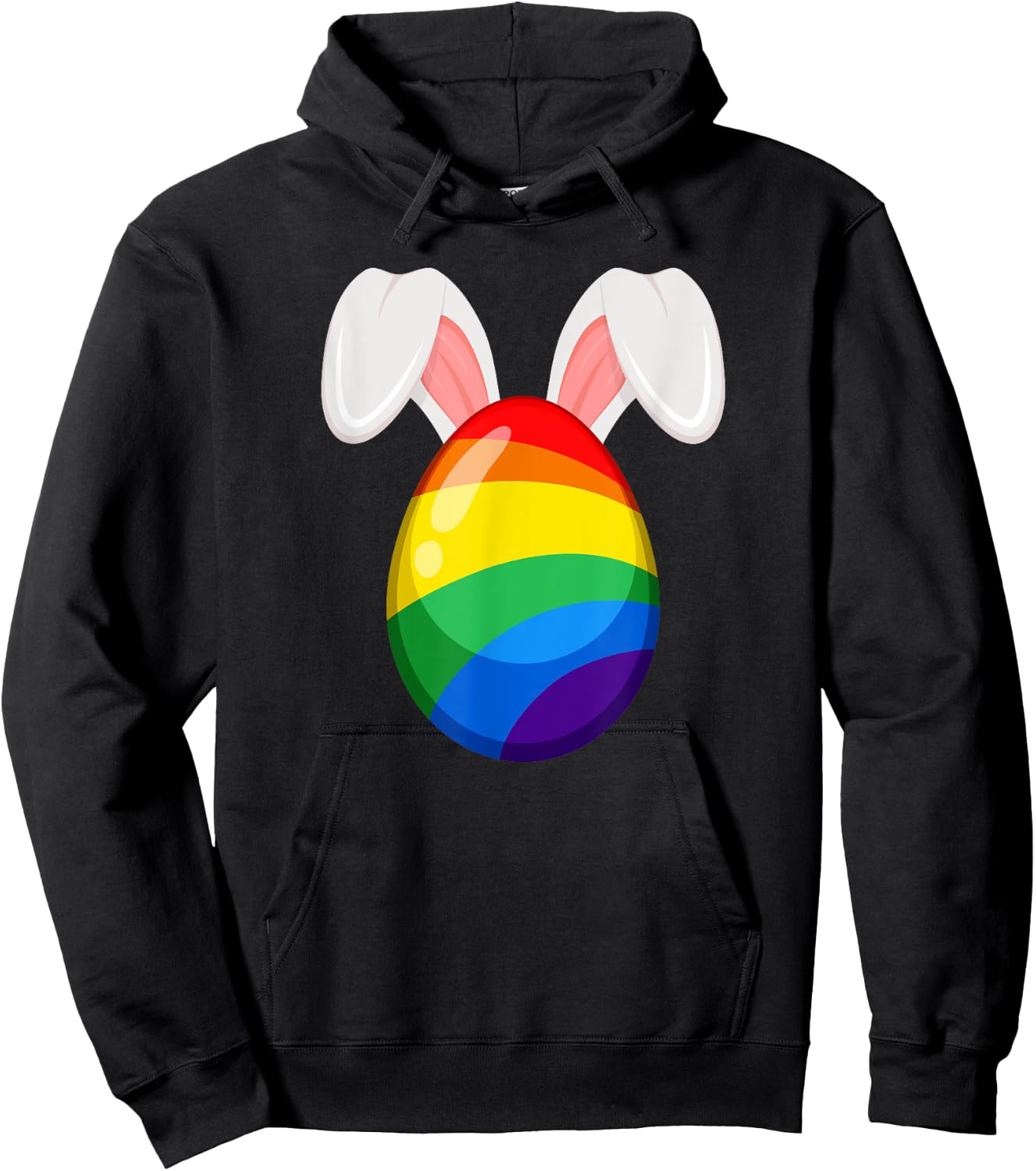 Gay Easter Bunny Ears Rainbow Egg LGBTQ Pride Hoodie - Hoodie | Black