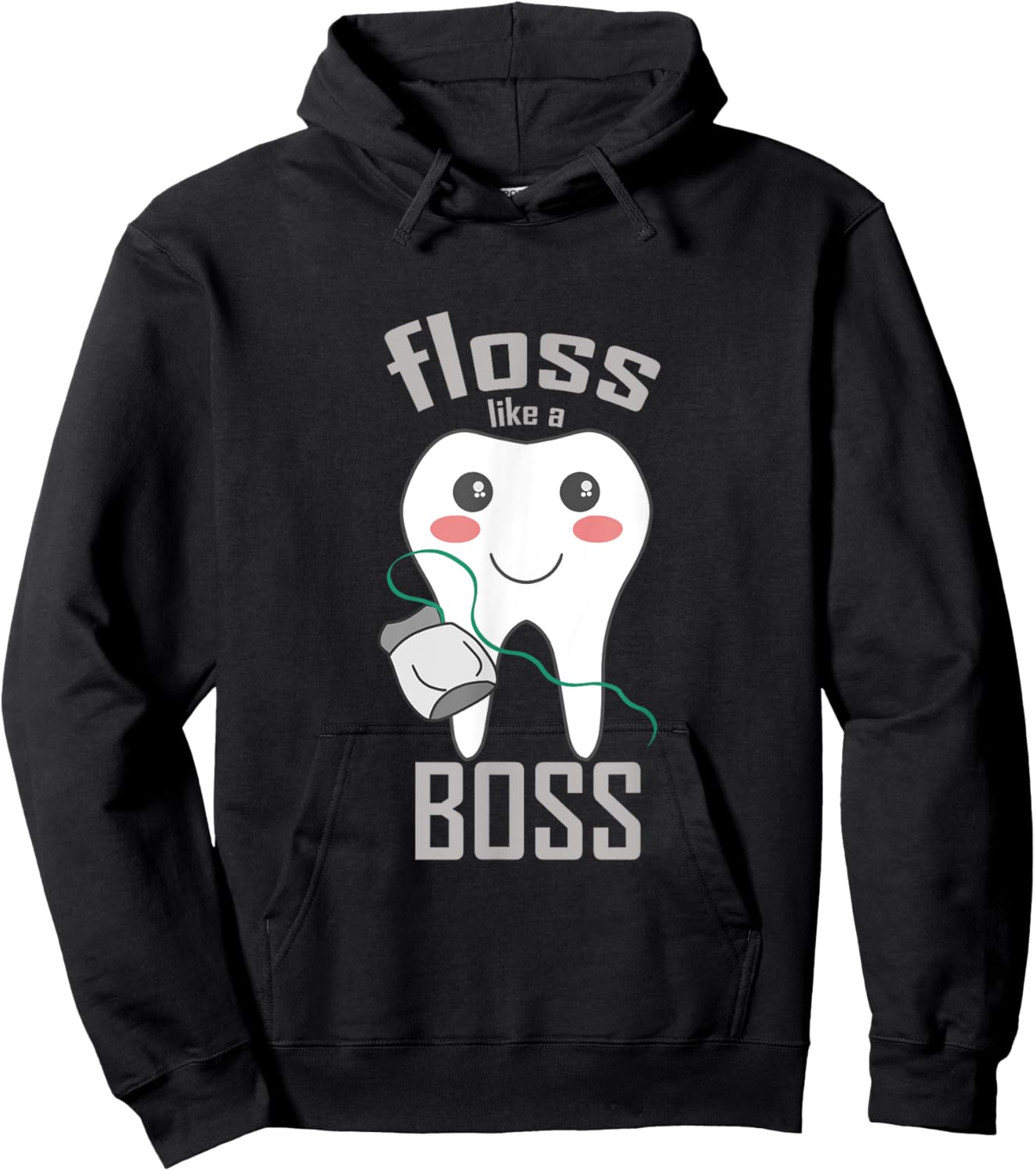 Floss Like a Boss Dentist Shirt - Cartoon Tooth Hoodie - Hoodie | Black