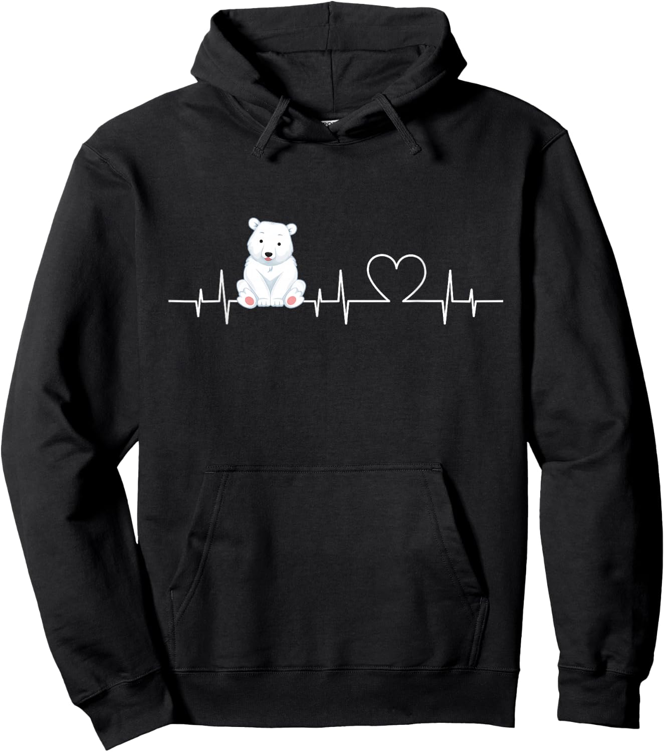 ECG-Heartbeat Eisbär - Funny Polar Bear , black, s Hoodie - Hoodie | Black