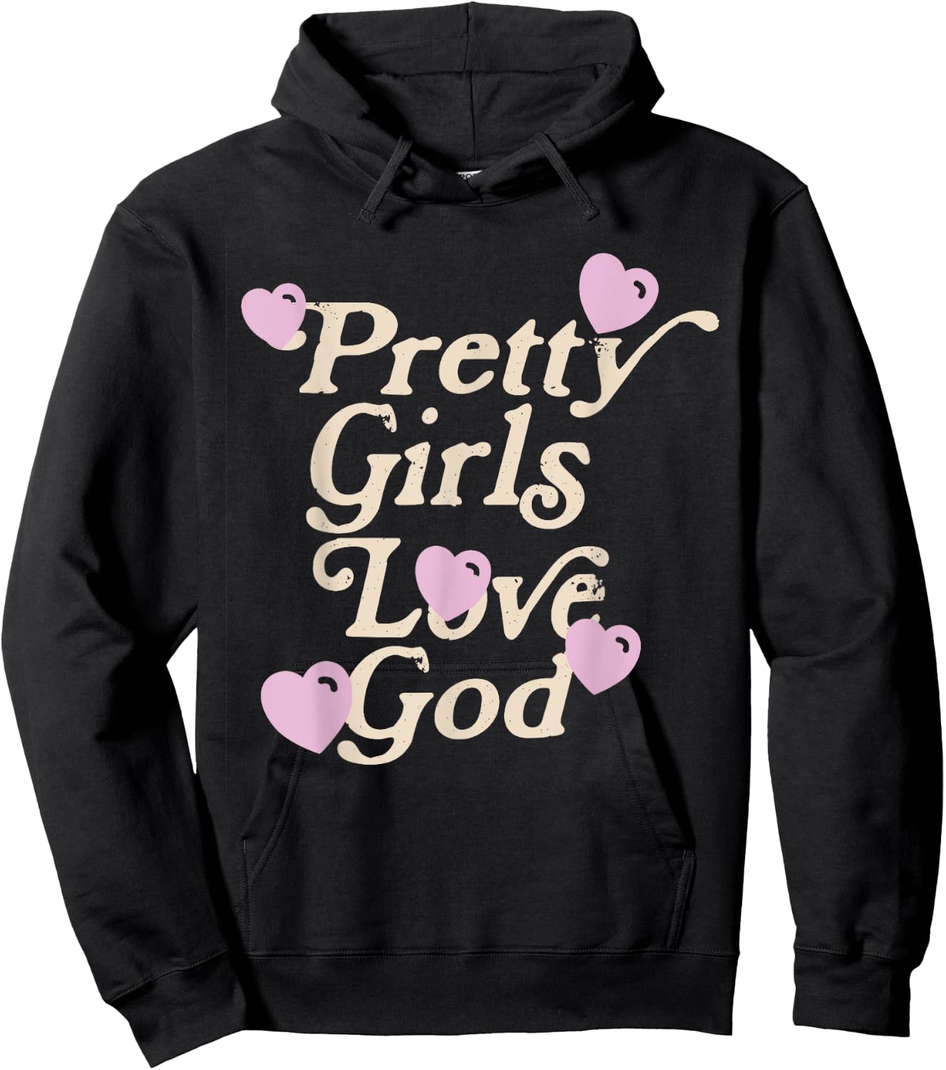 Pretty Girls Love God Pink Heart Funny Sayin Quote Christian Hoodie - Hoodie | Black