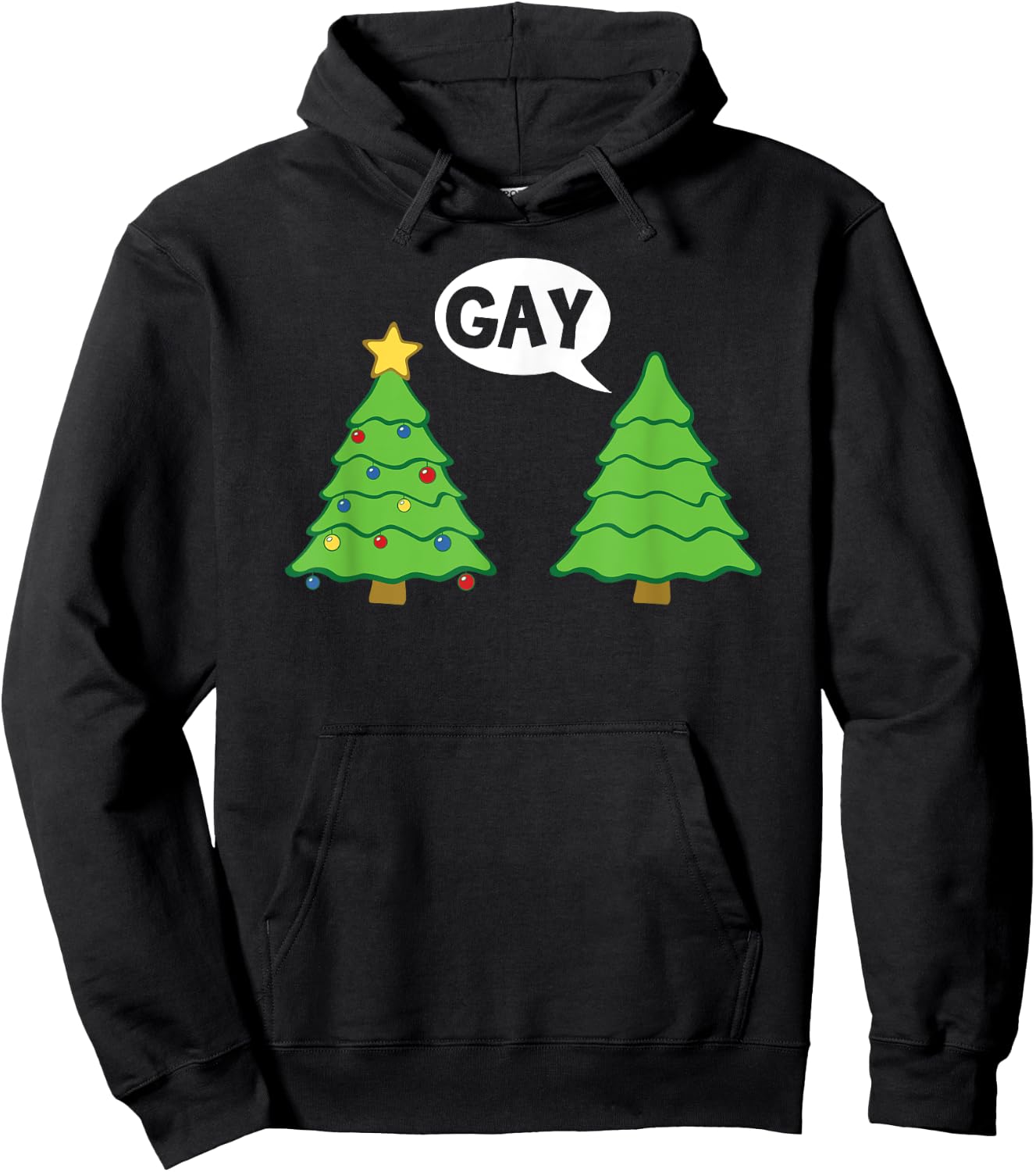 Gay Christmas Tree Funny Xmas Holiday Bisexual Pride Hoodie - Hoodie | Black