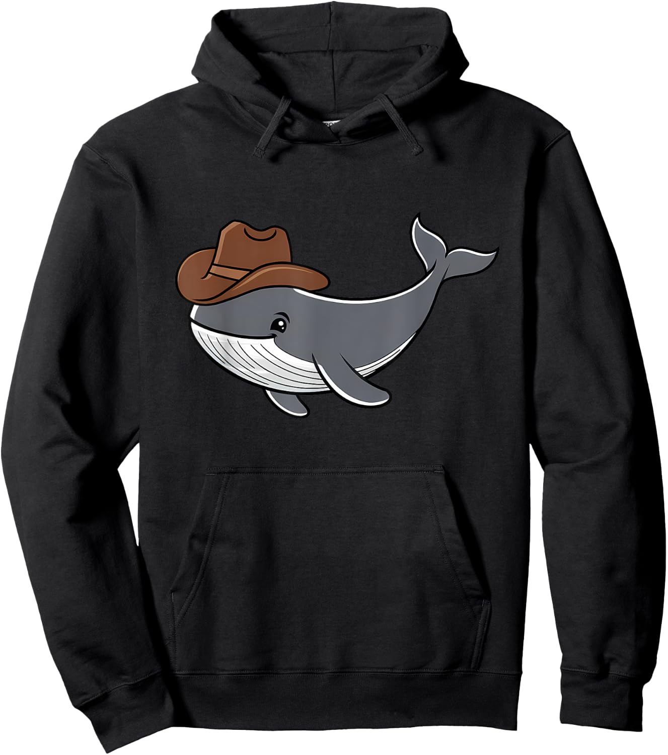 Cowboy Whale Fun Humor Coastal Western Quirky Animal Hoodie - Hoodie | Black