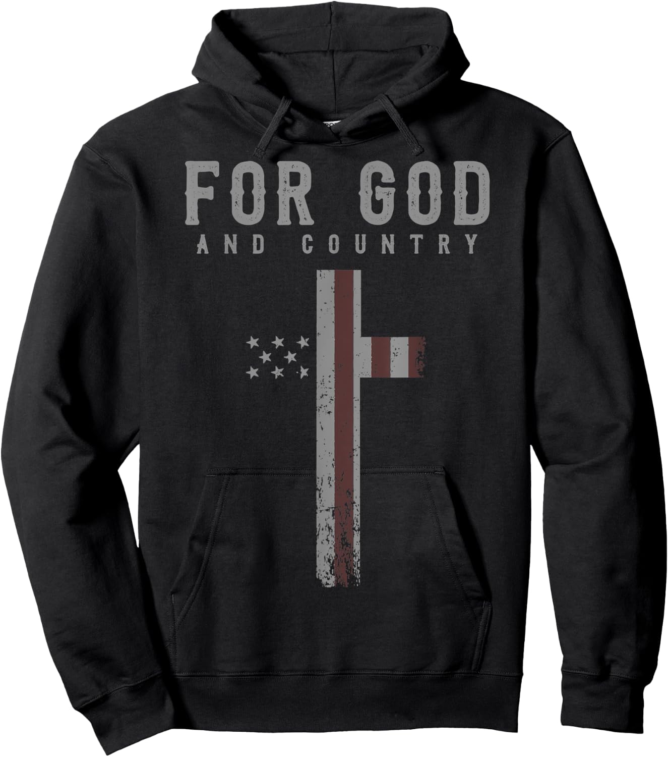 For God and Country Cross American Flag US Patriotic Faith Men Hoodie - Hoodie | Black