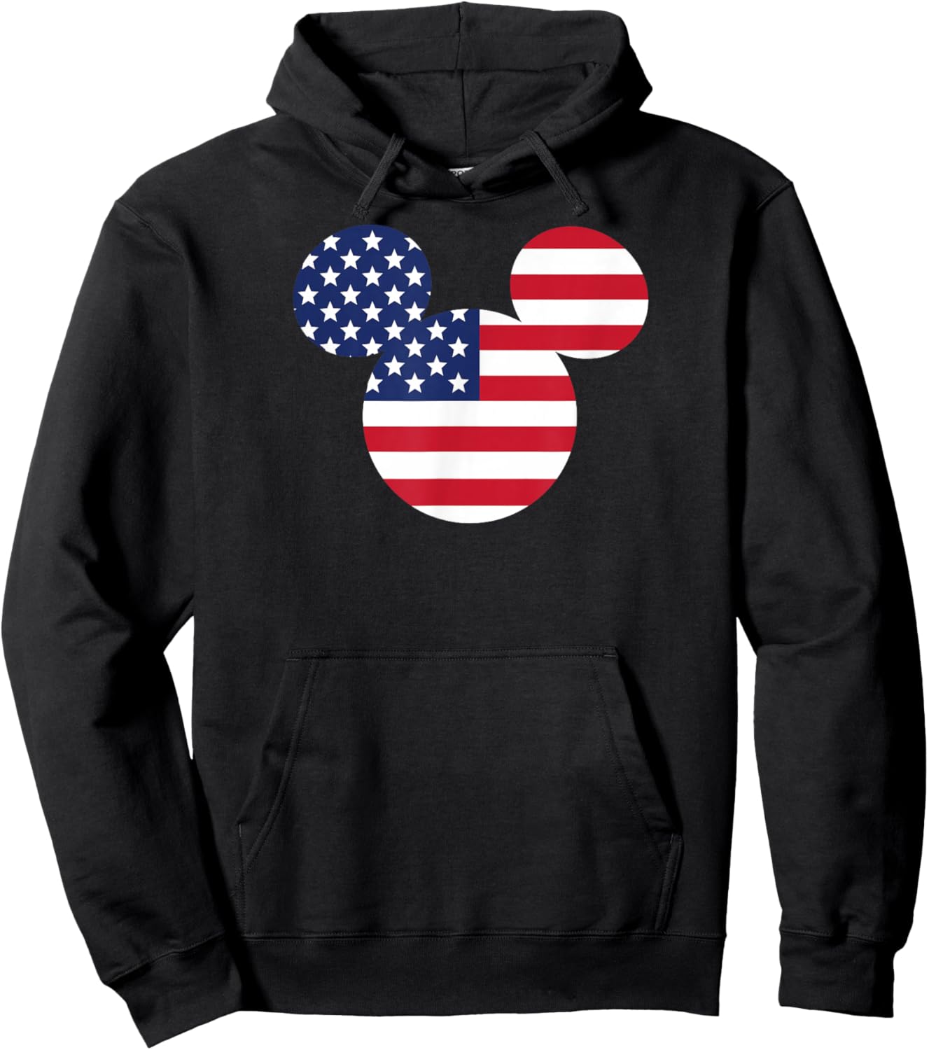 Mickey Mouse - Americana Flag Fill Ear Silhouette Hoodie - Hoodie | Black